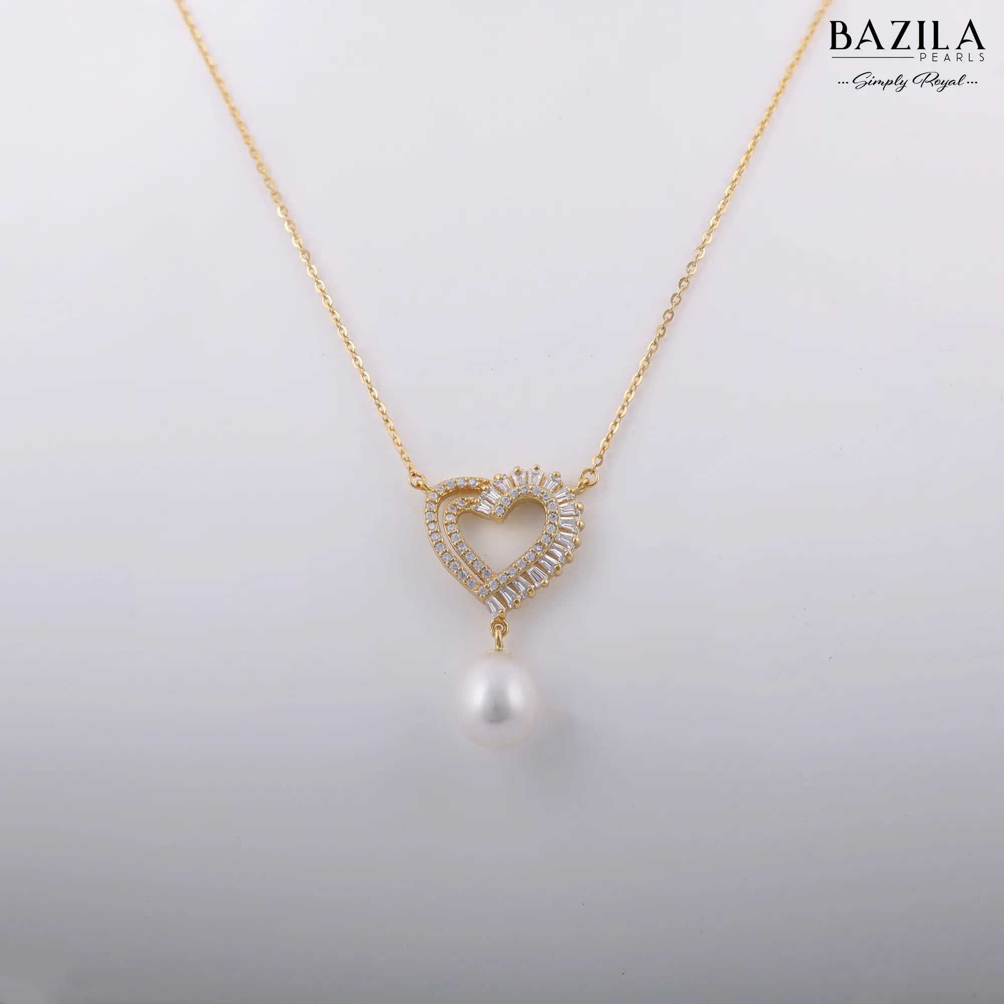 White Drop Pearl Pendant on Classic Gold-Finish Chain