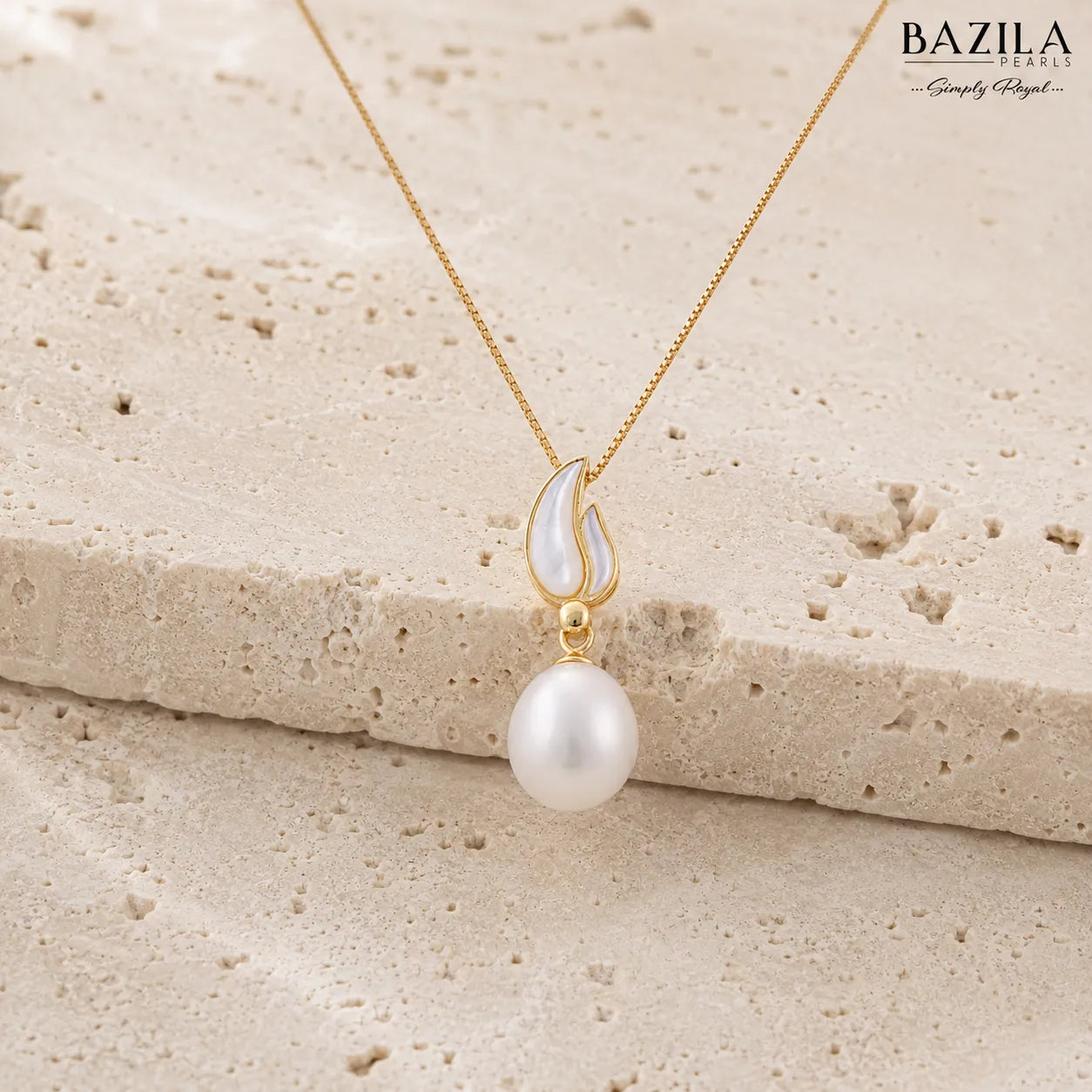 Ethereal Grace Pendant Featuring a White Drop Pearl on a Sleek Chain