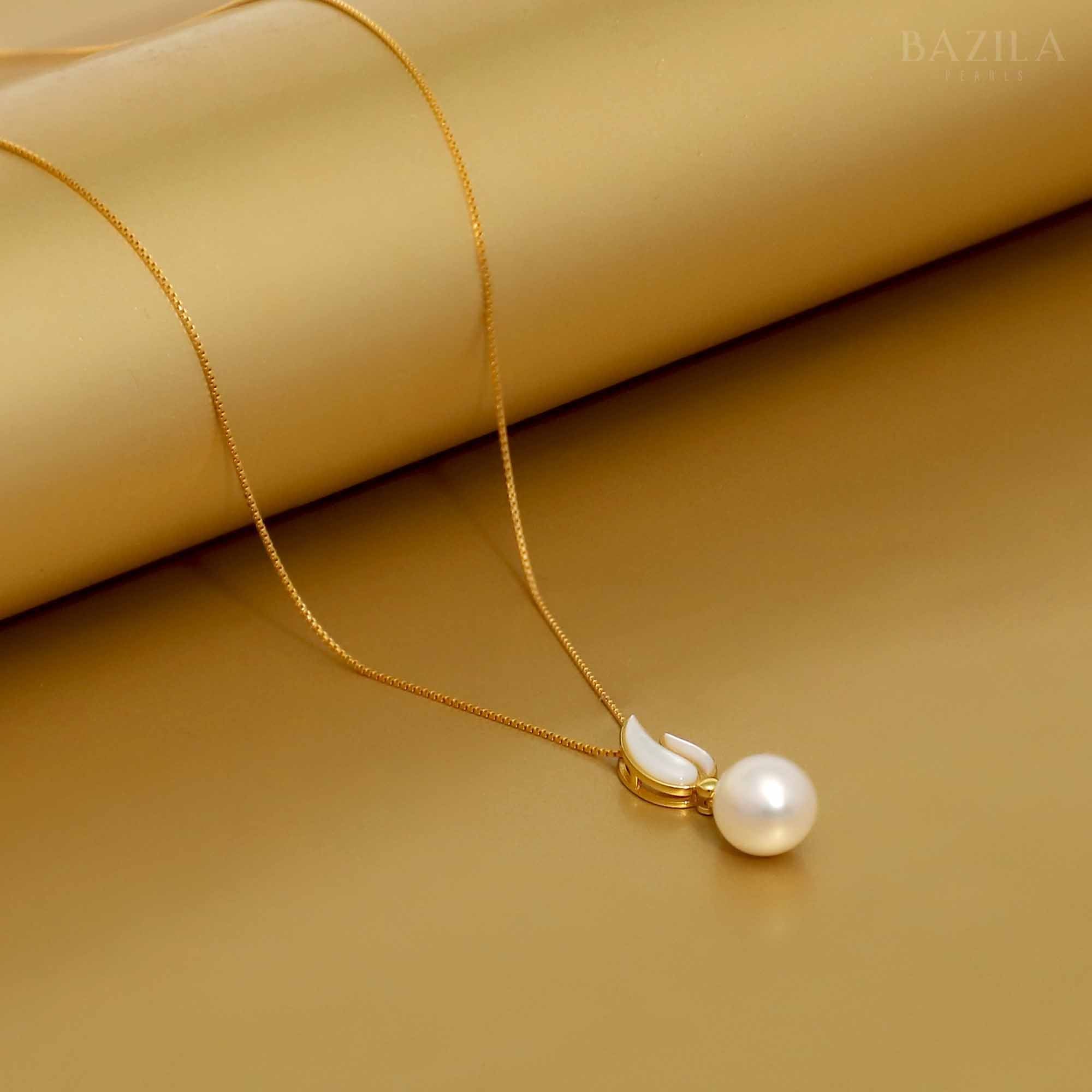 Ethereal Grace Pendant Featuring a White Drop Pearl on a Sleek Chain