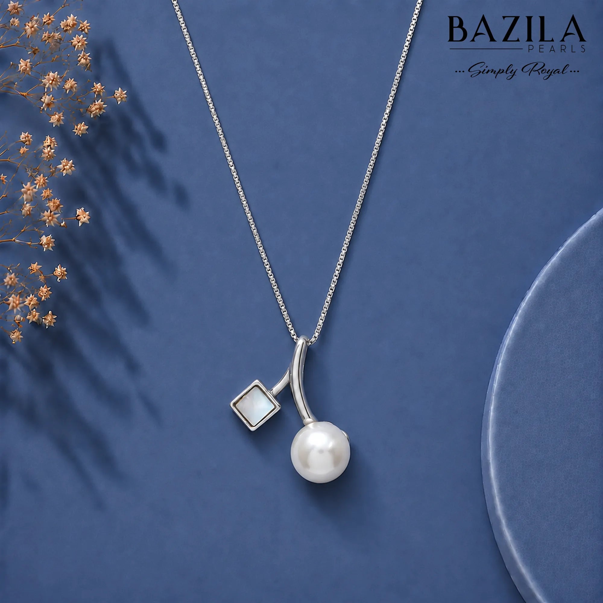 Celestial Drop Pendant – White on White Elegance