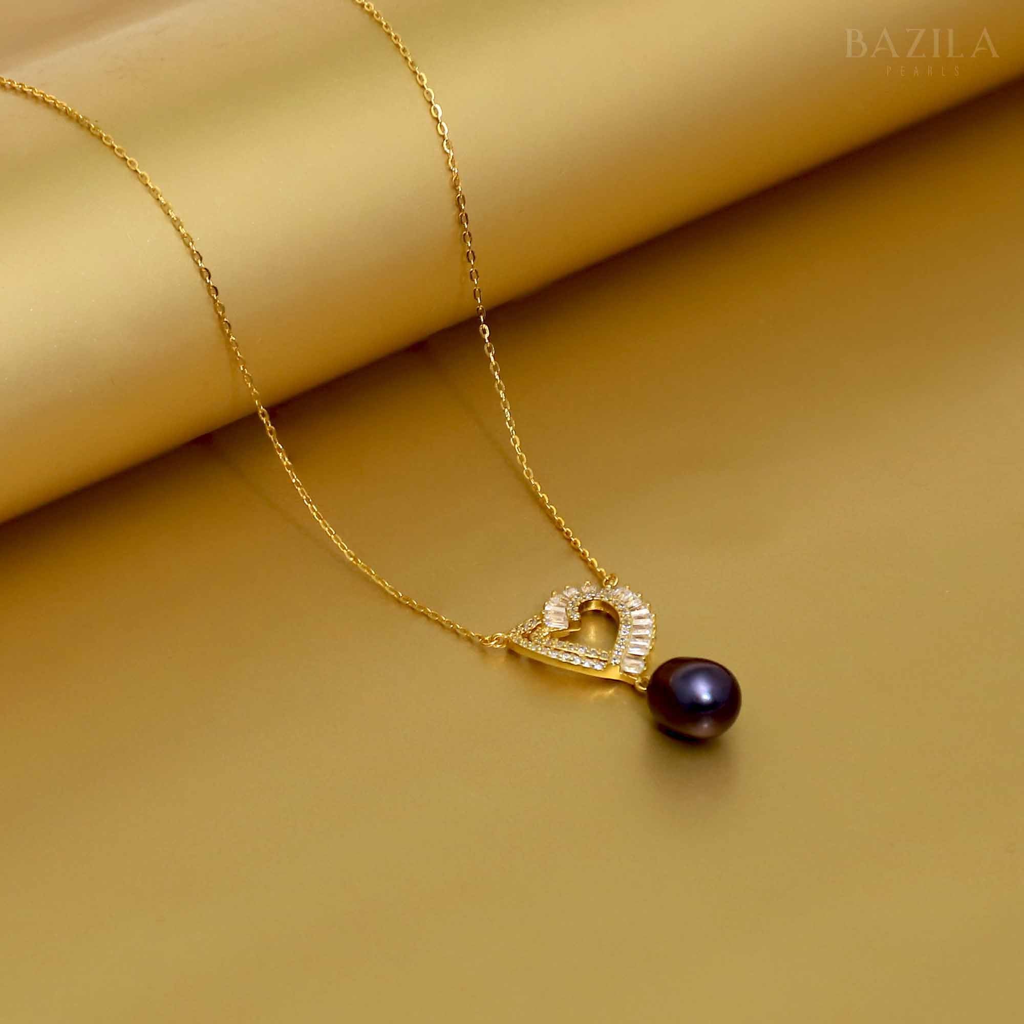 Timeless Elegance Drop Pearl Pendant - 8mm Black