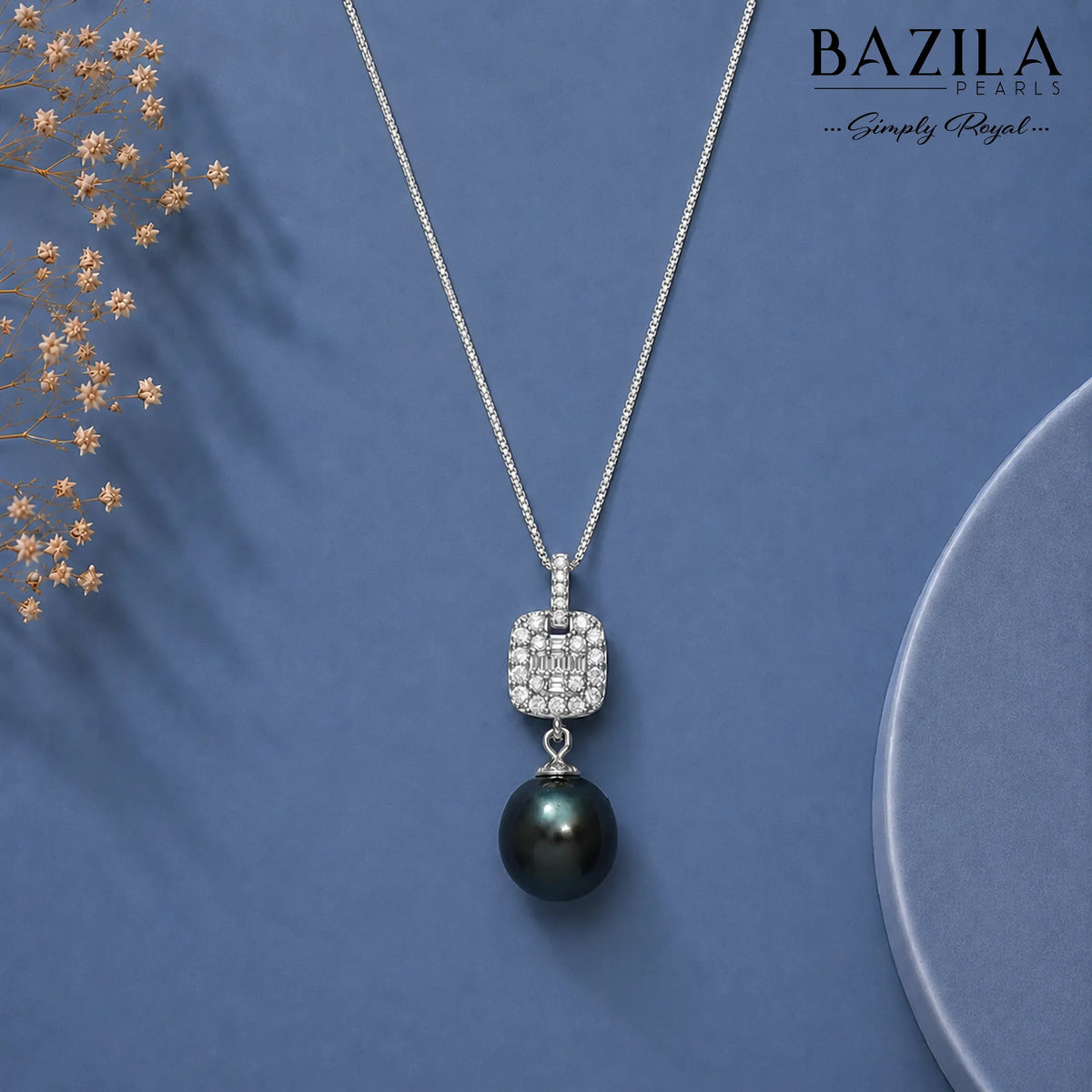 Silken Night: Black Drop Pearl with Silver Grace