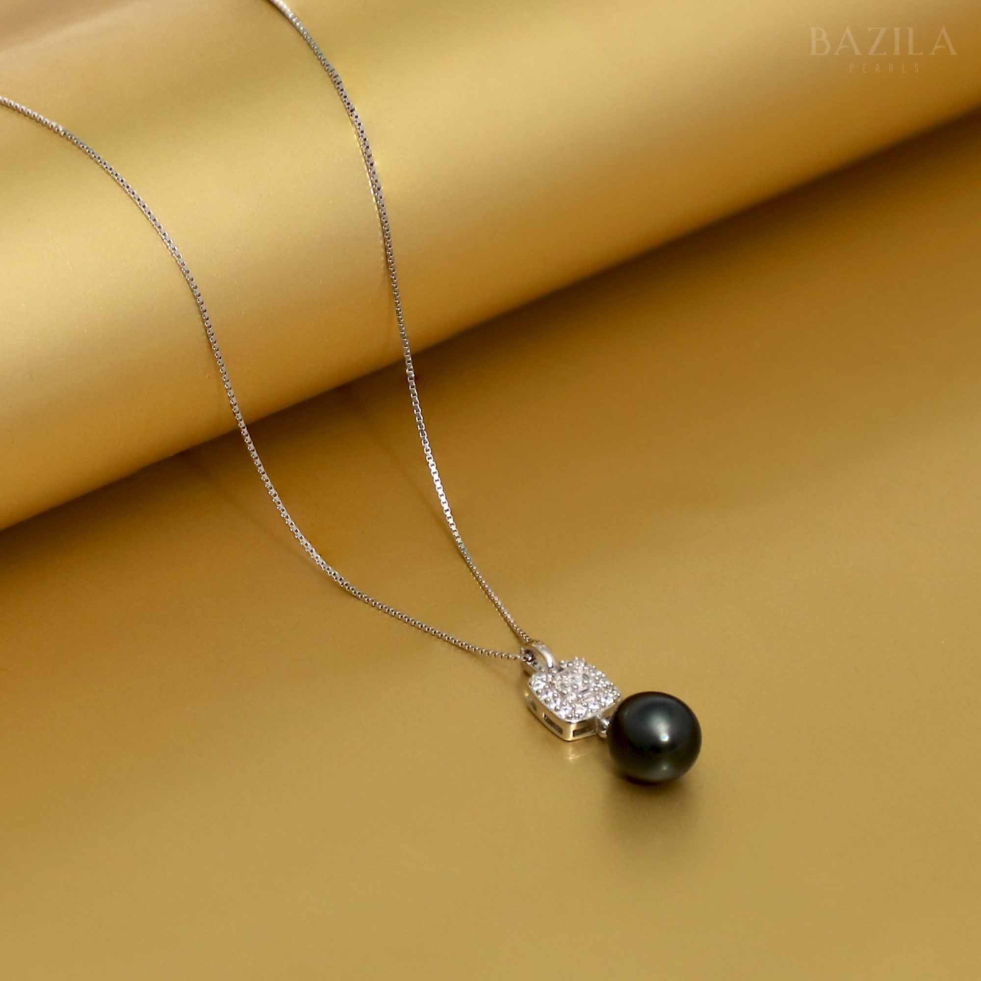 Silken Night: Black Drop Pearl with Silver Grace