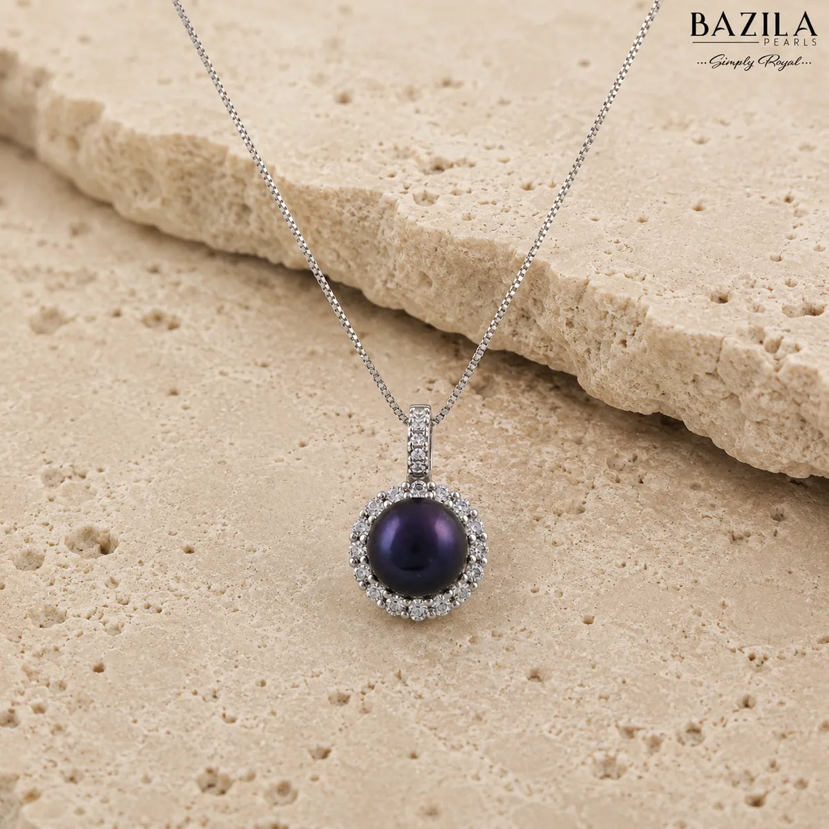 Eternal Shine: Black Pearl on White Chain