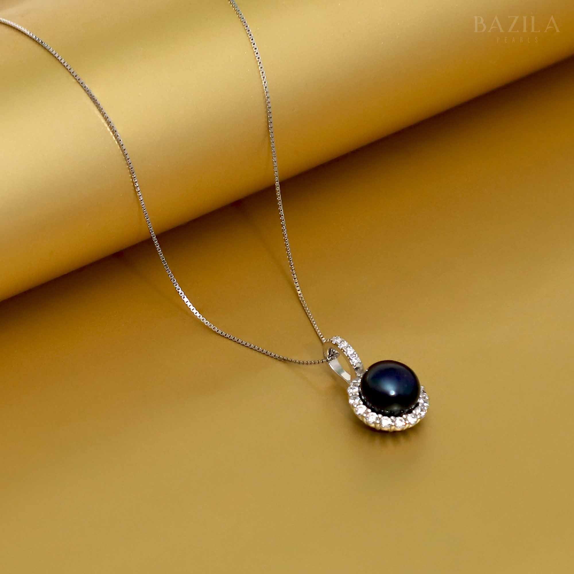Eternal Shine: Black Pearl on White Chain