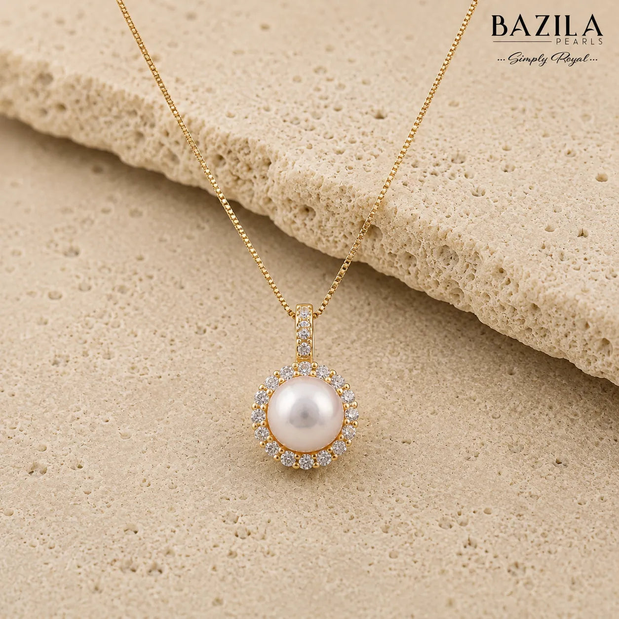 Pure Essence: White Button Pearl on Golden Chain