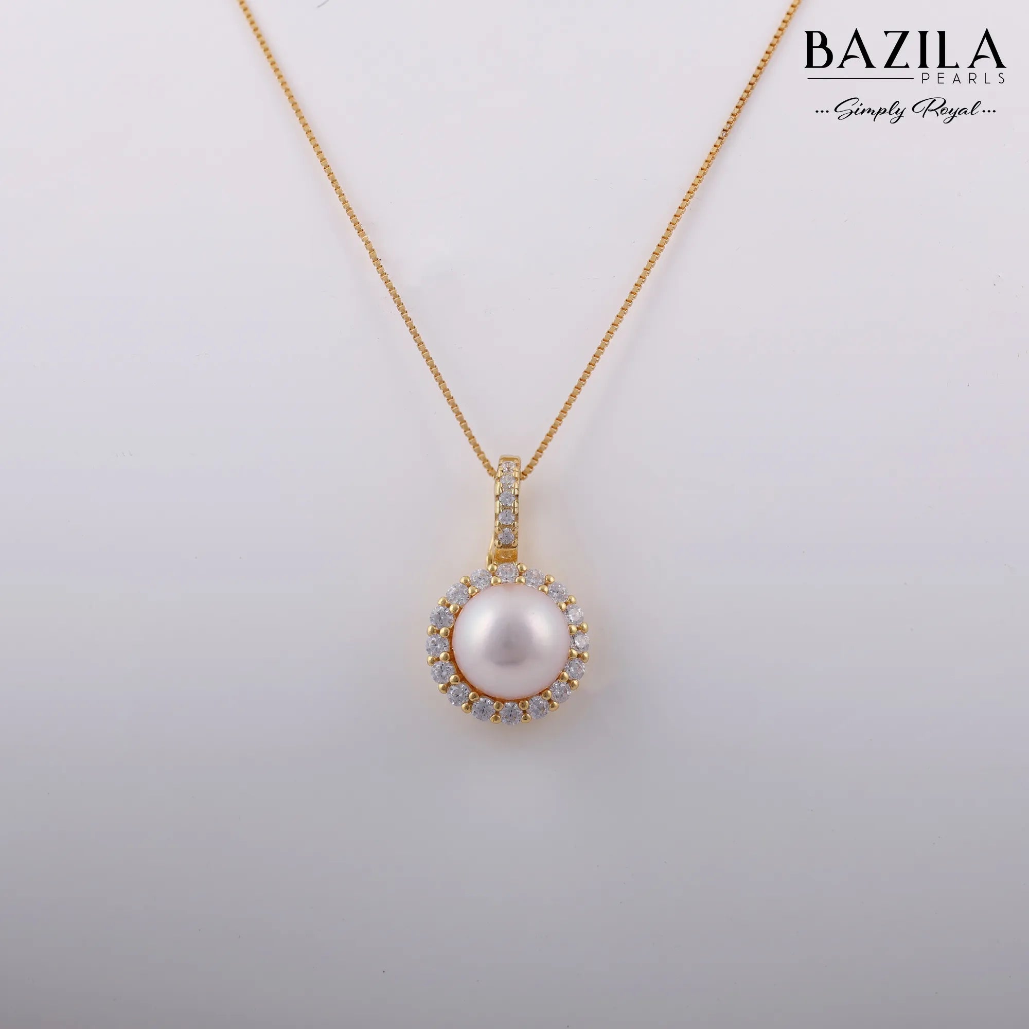 Pure Essence: White Button Pearl on Golden Chain