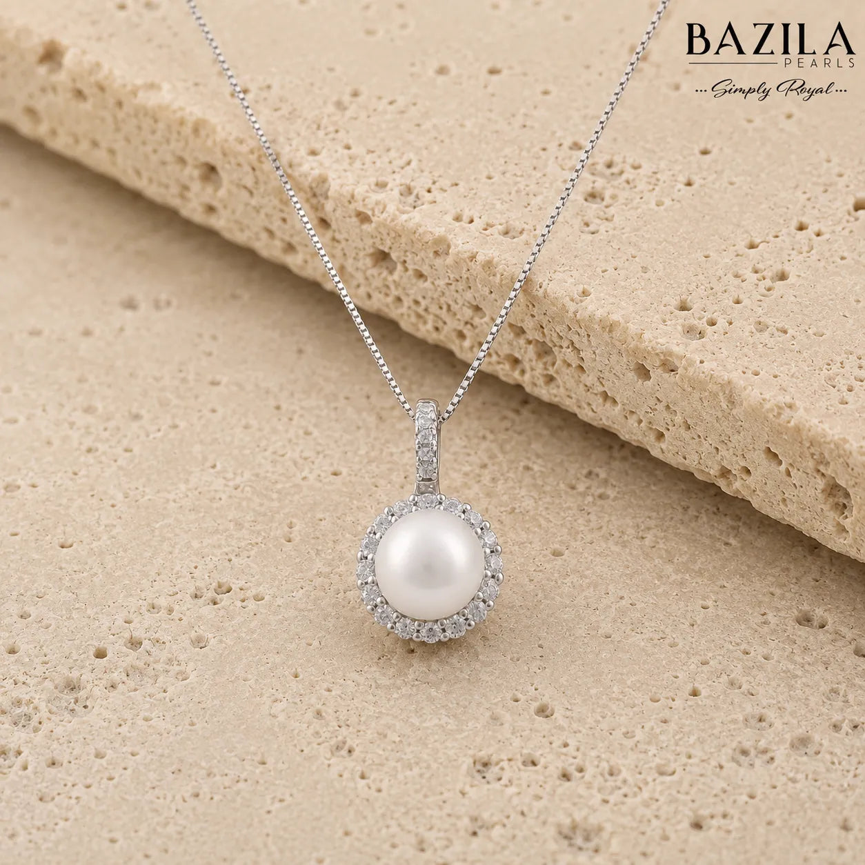 Rose Gold Haloed Pink Pearl Pendant