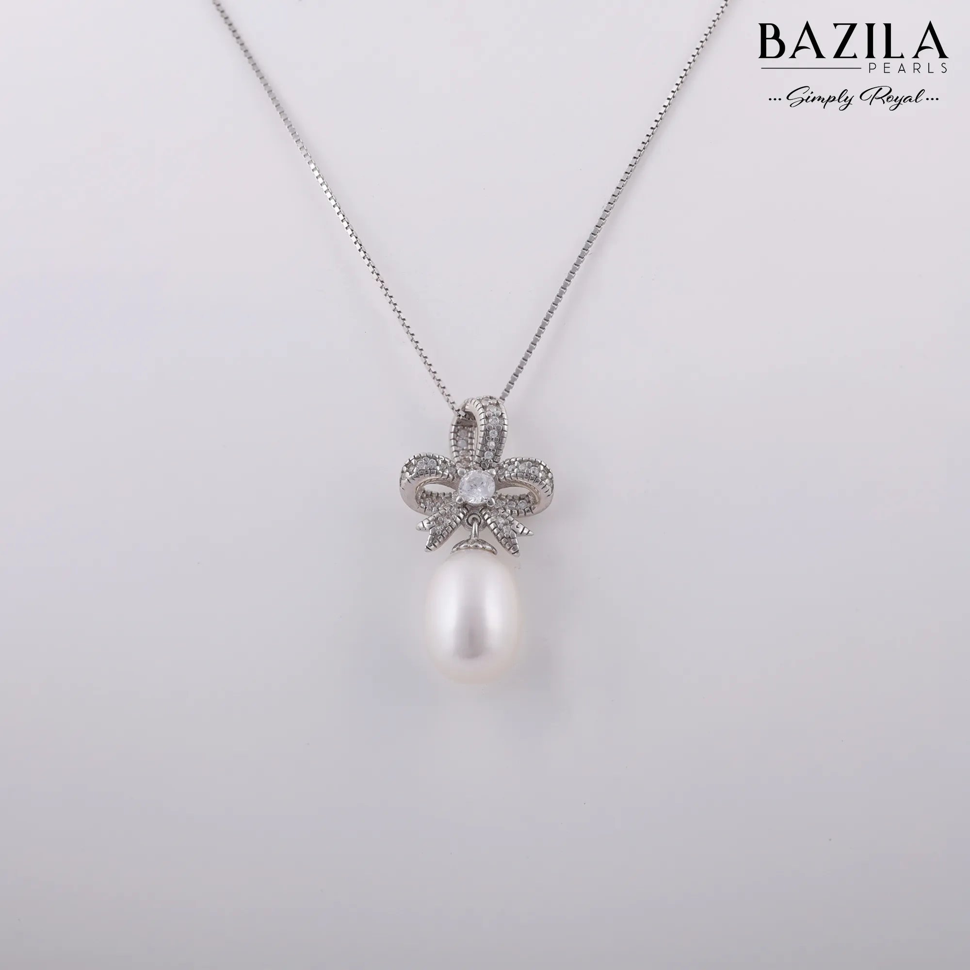 Lustrous Halo Pearl Pendant - 9mm White