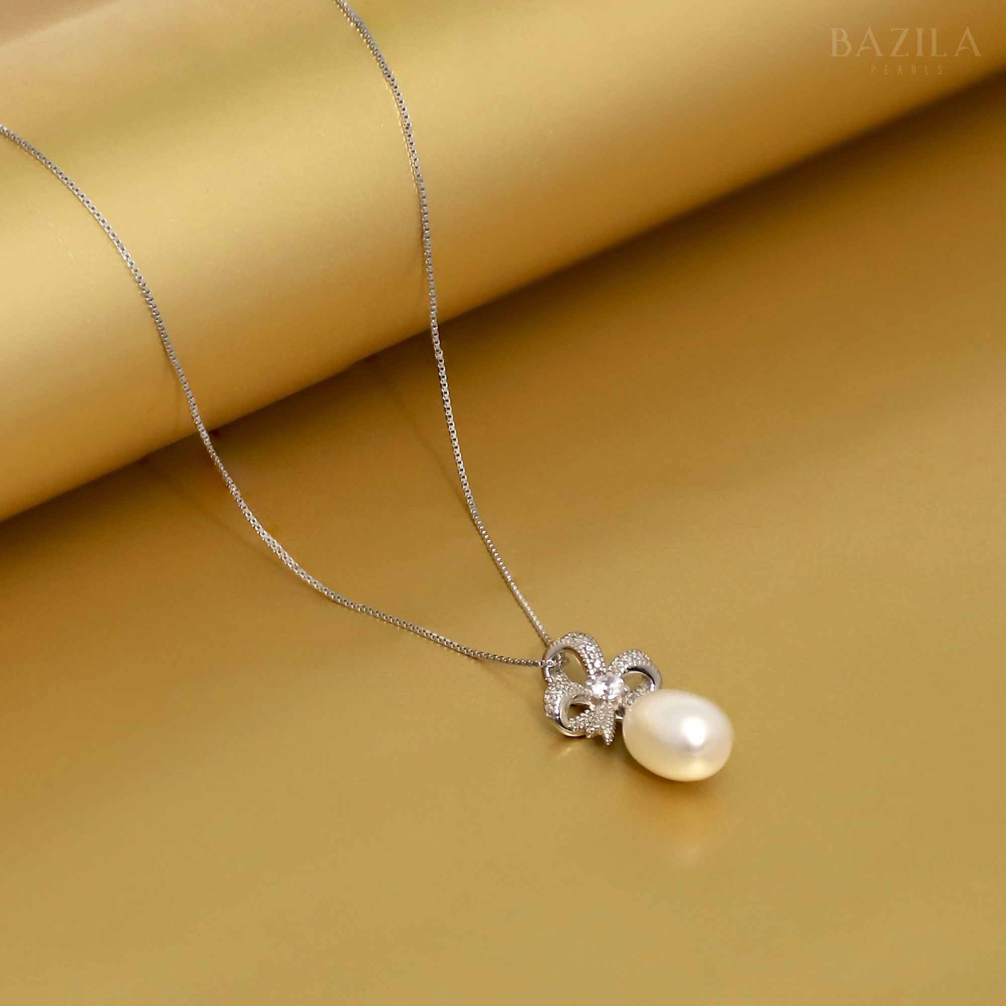 Lustrous Halo Pearl Pendant - 9mm White