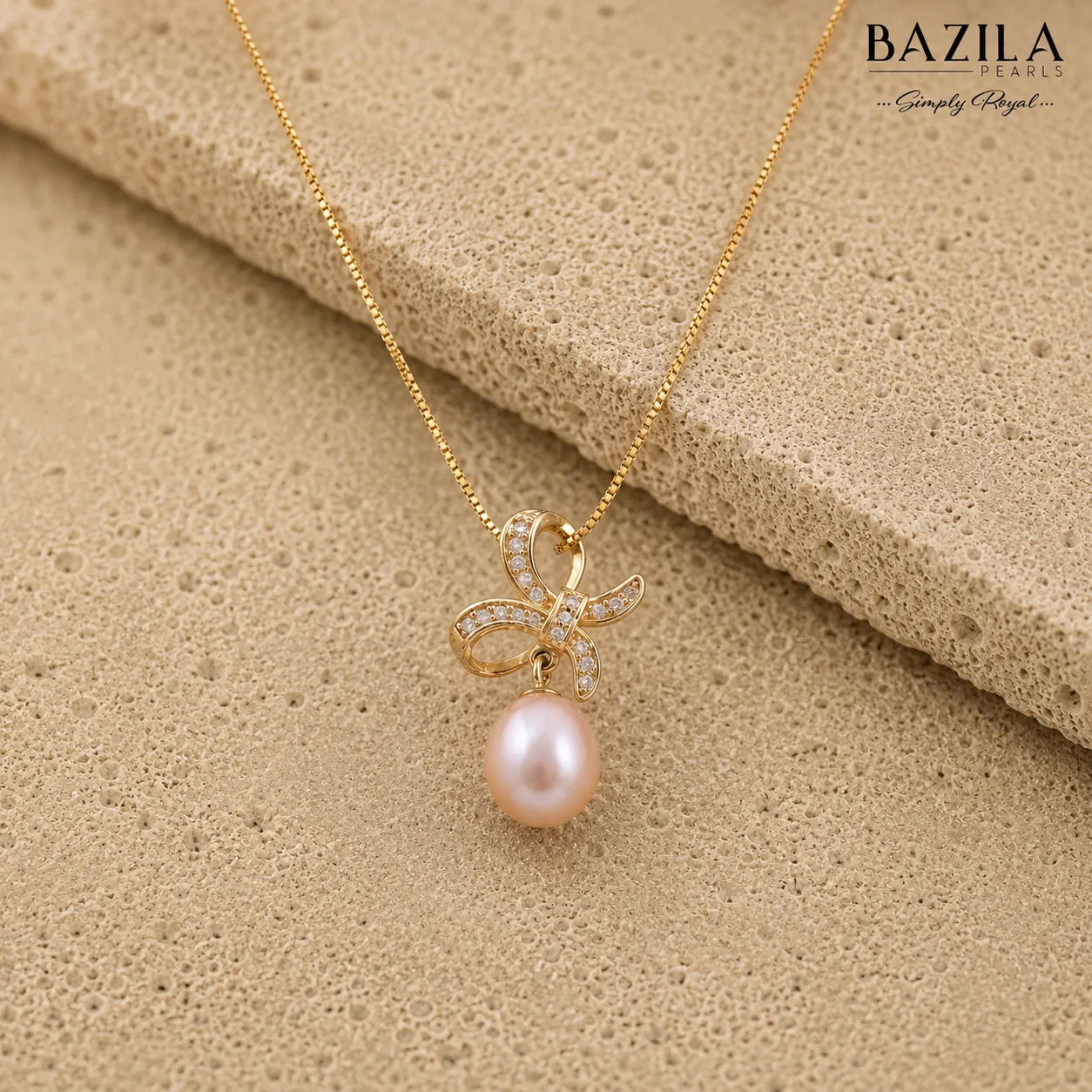 Rose Gold Haloed Pink Pearl Pendant