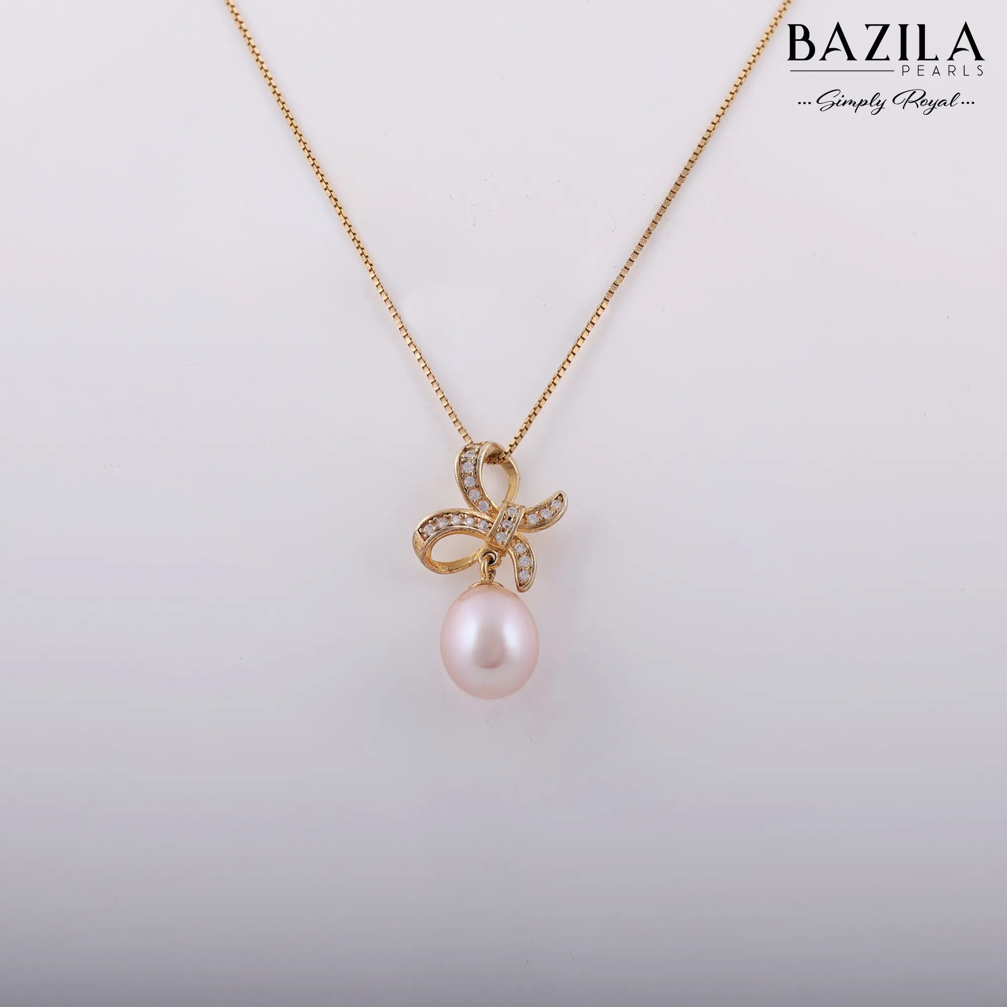 Rose Gold Haloed Pink Pearl Pendant