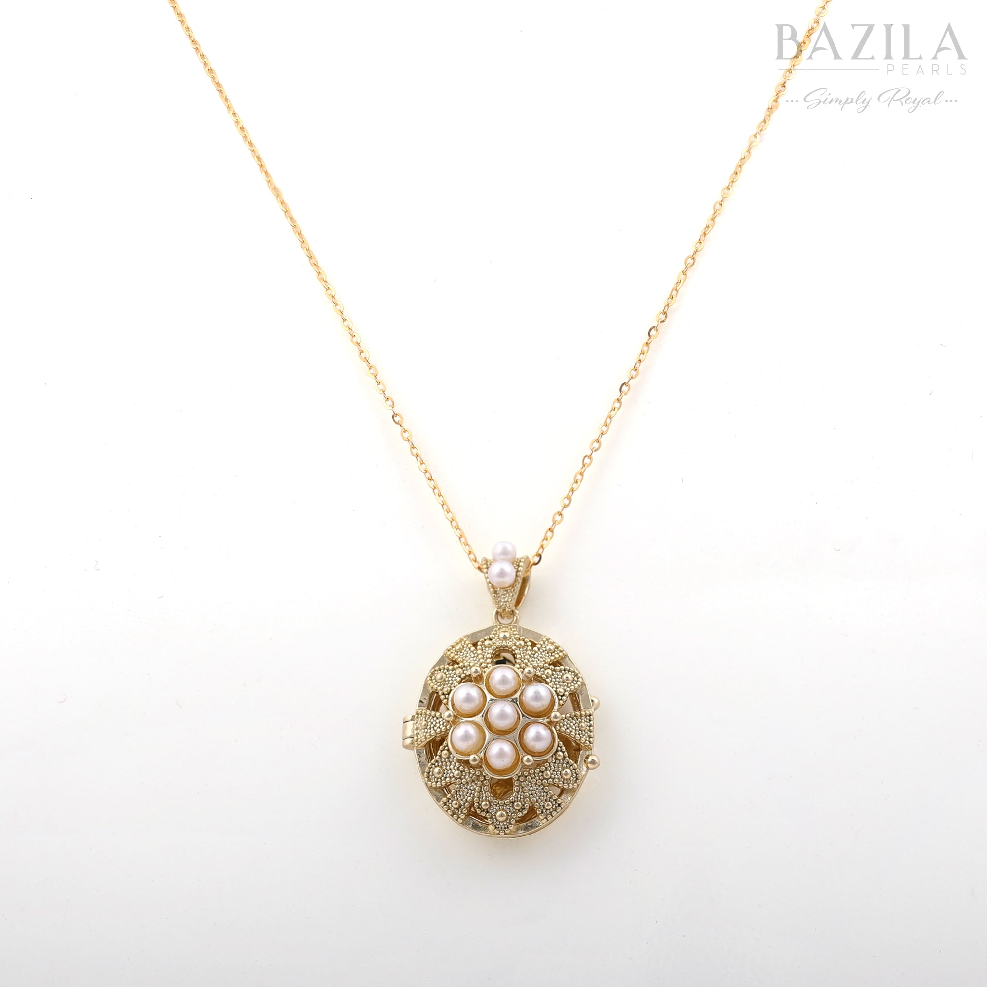 Vintage Freshwater Cultured Pearl Floral Locket Pendant
