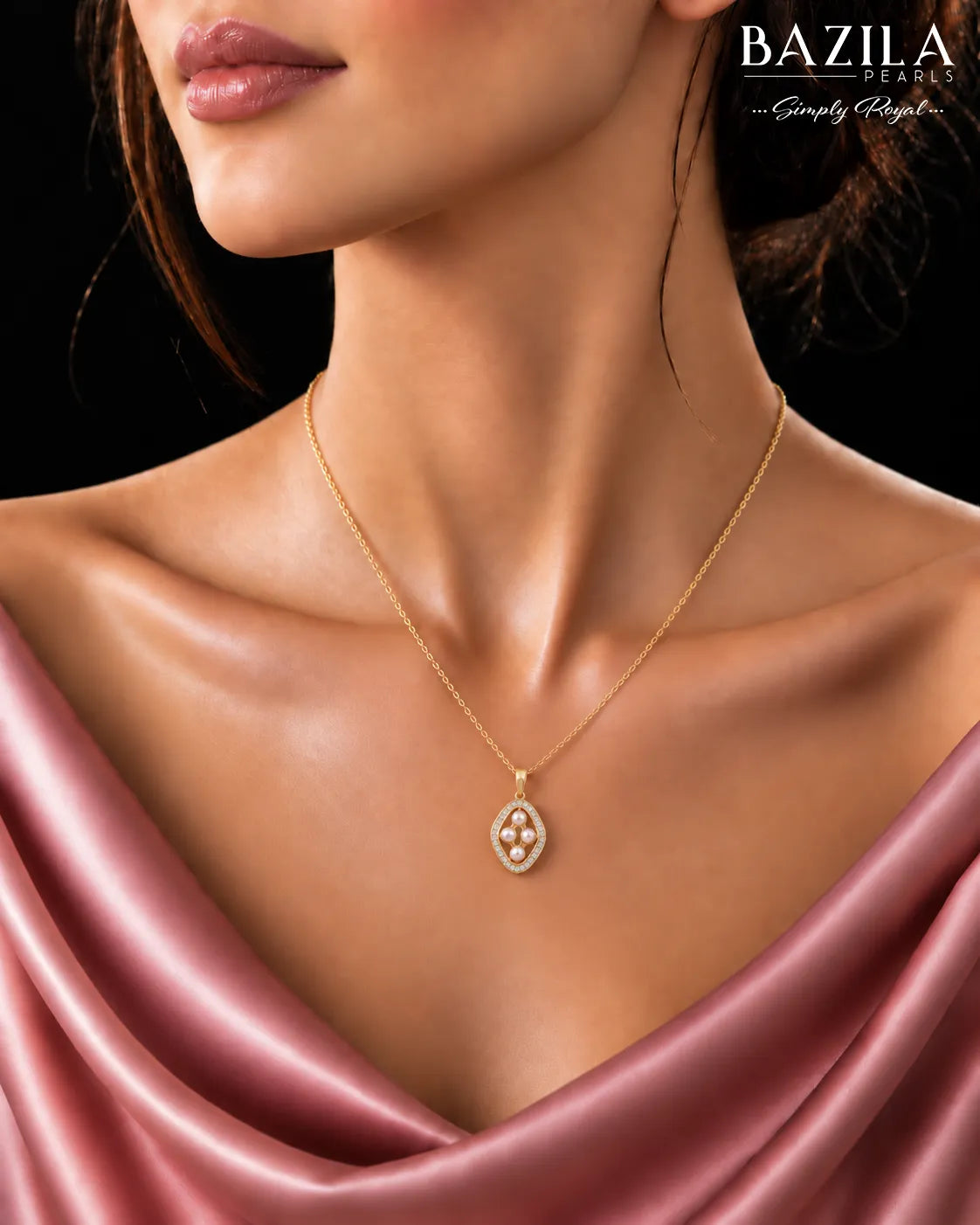 Elegant Pearl & Crystal Oval Medallion Pendant