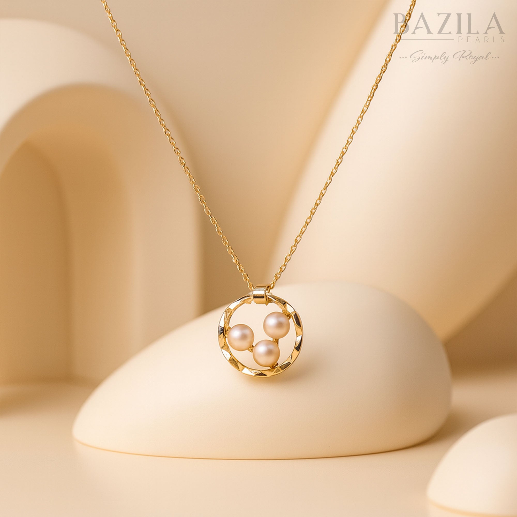 Designer Freshwater Pearl Circular Trio Pendant