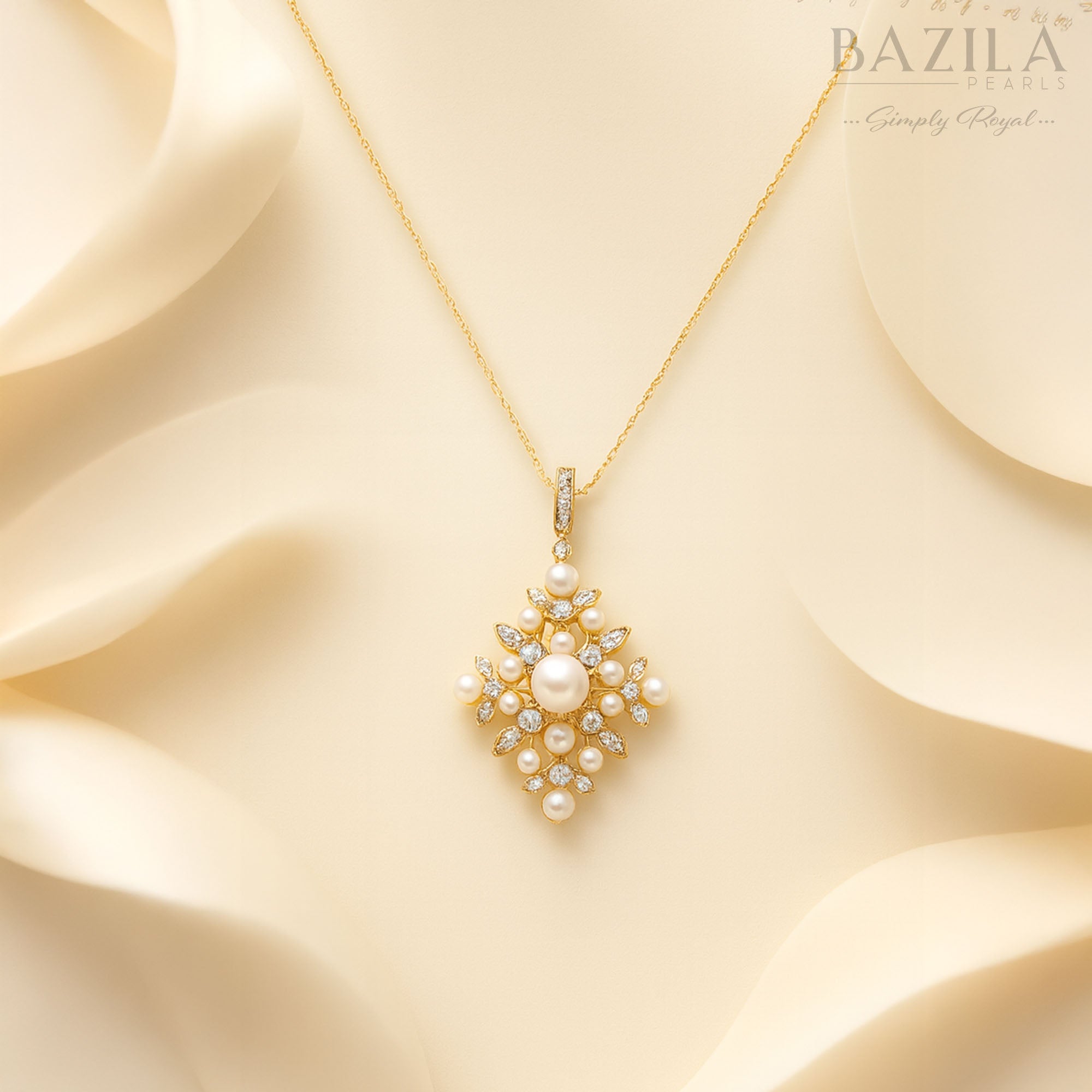 Premium Pearl & CZ Star-Flower Pendant