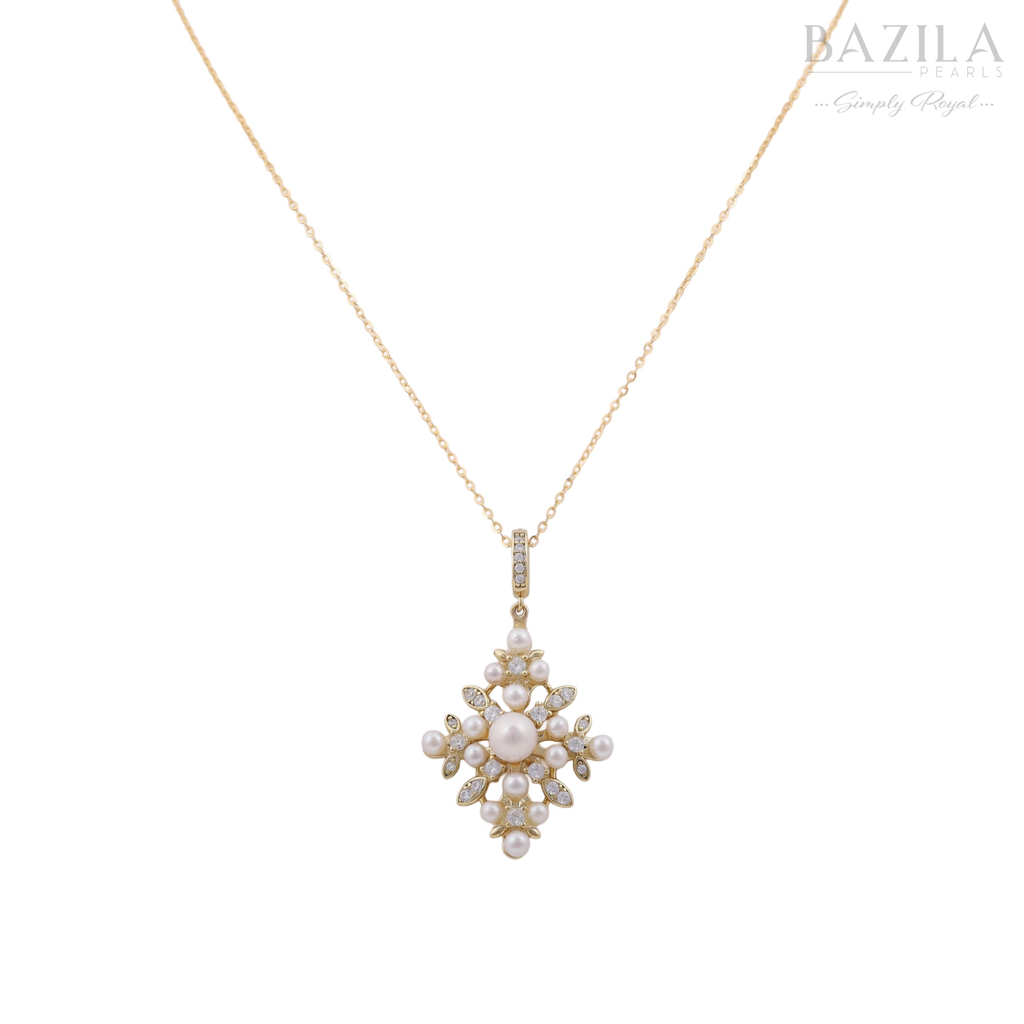 Premium Pearl & CZ Star-Flower Pendant