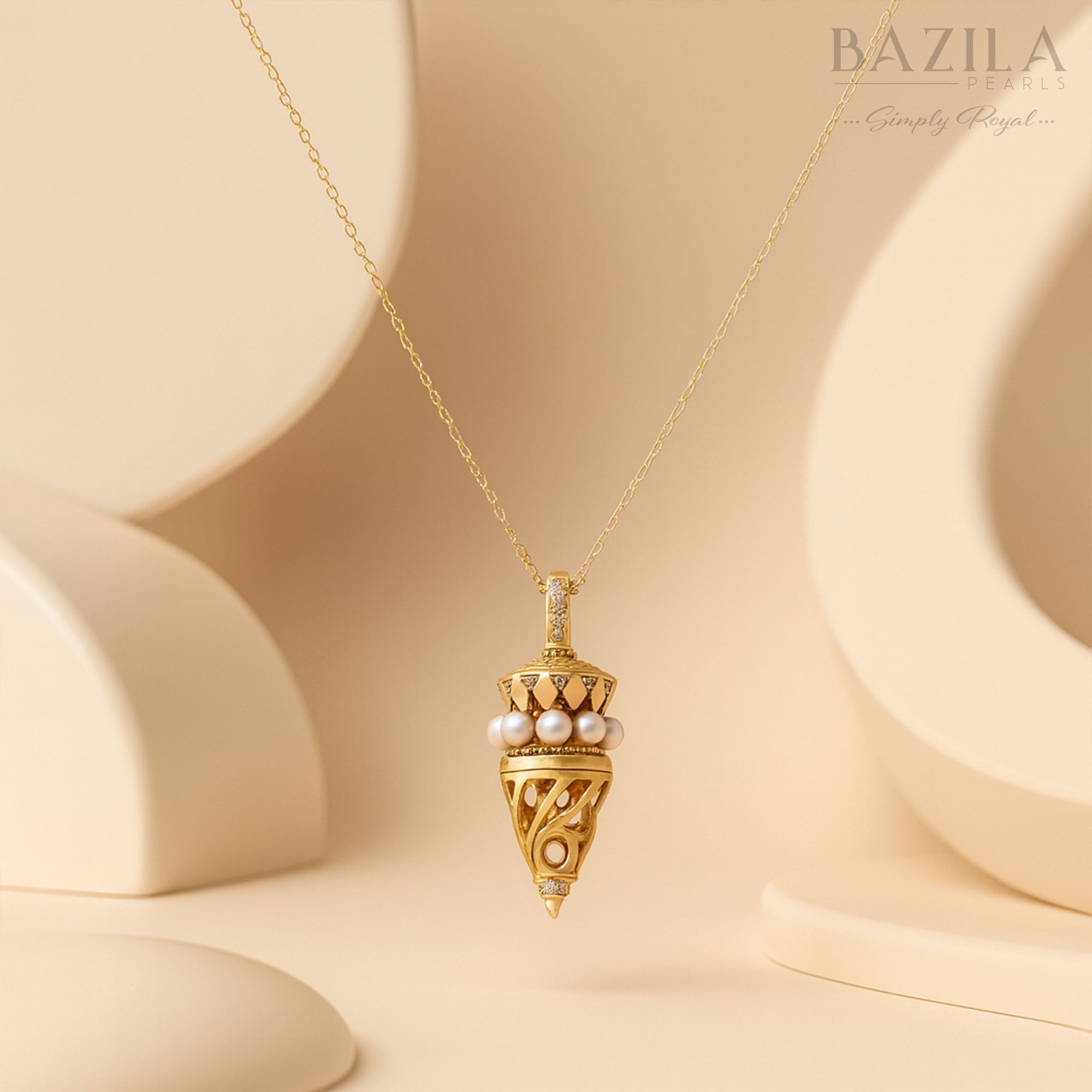 Freshwater Pearl Ornate Cone Pendant