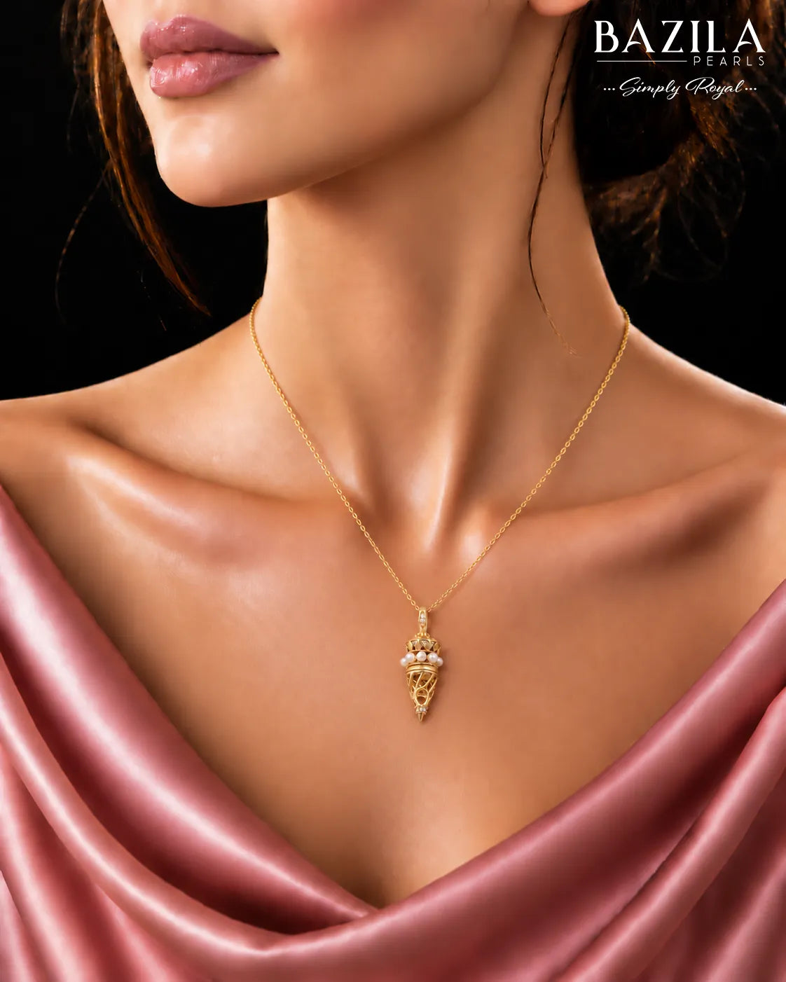 Freshwater Pearl Ornate Cone Pendant