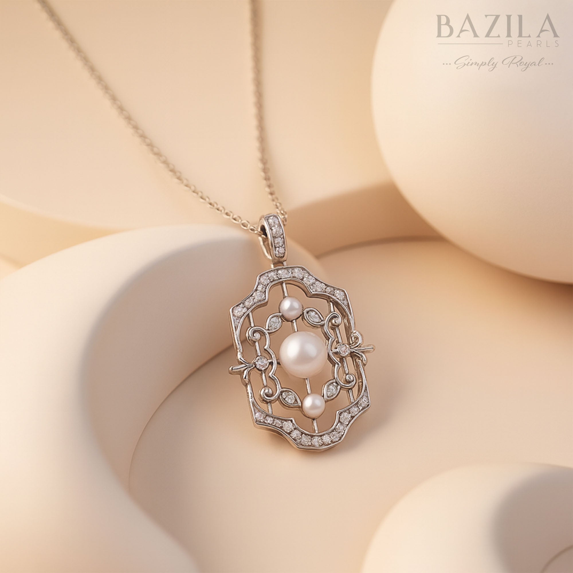 Designer Freshwater Pearl Ornamental Silver Pendant