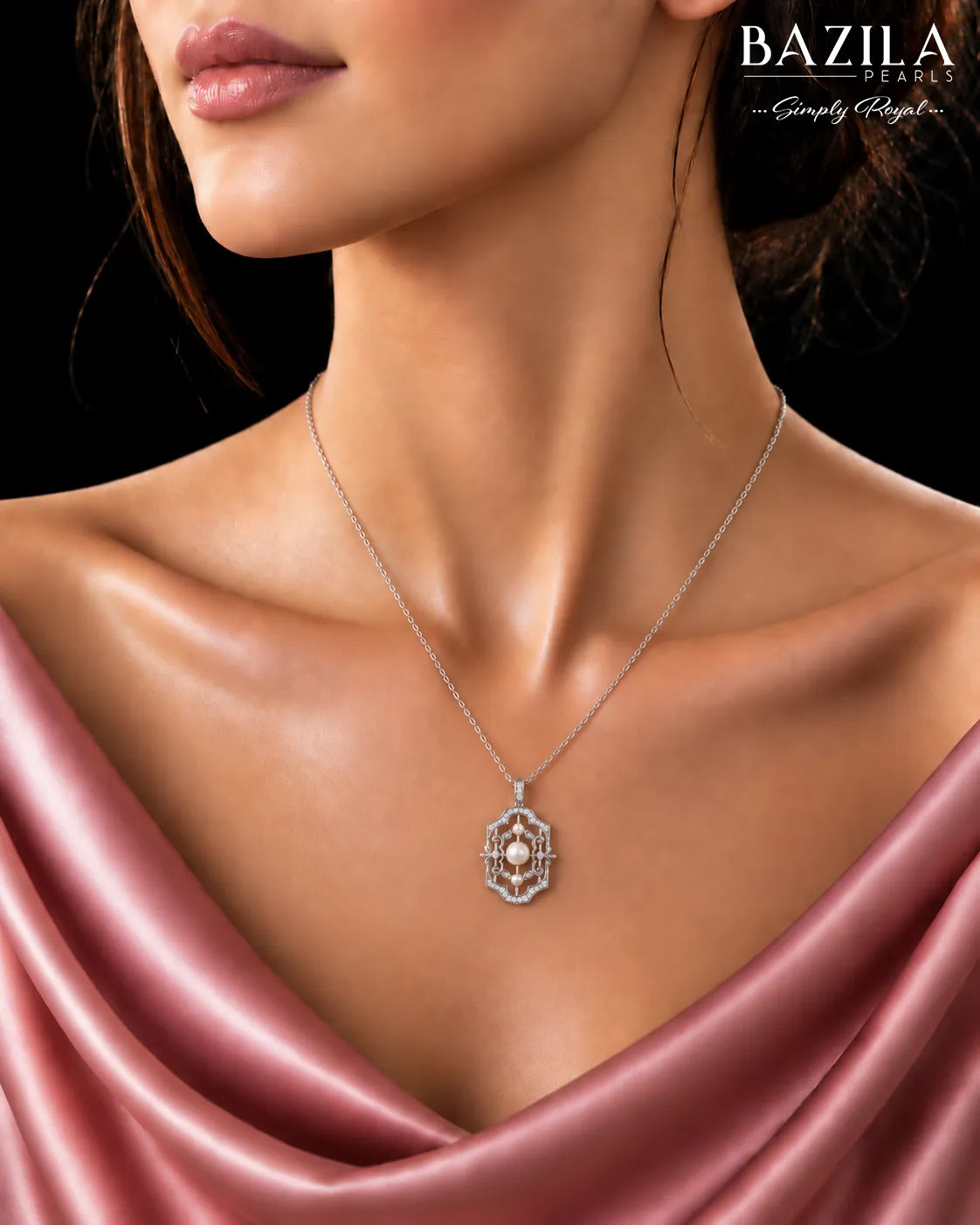 Designer Freshwater Pearl Ornamental Silver Pendant