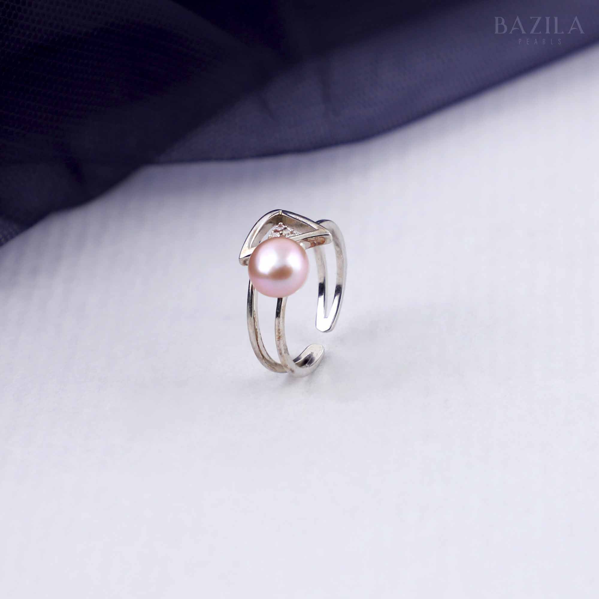 Adjustable Open Band Pearl Ring
