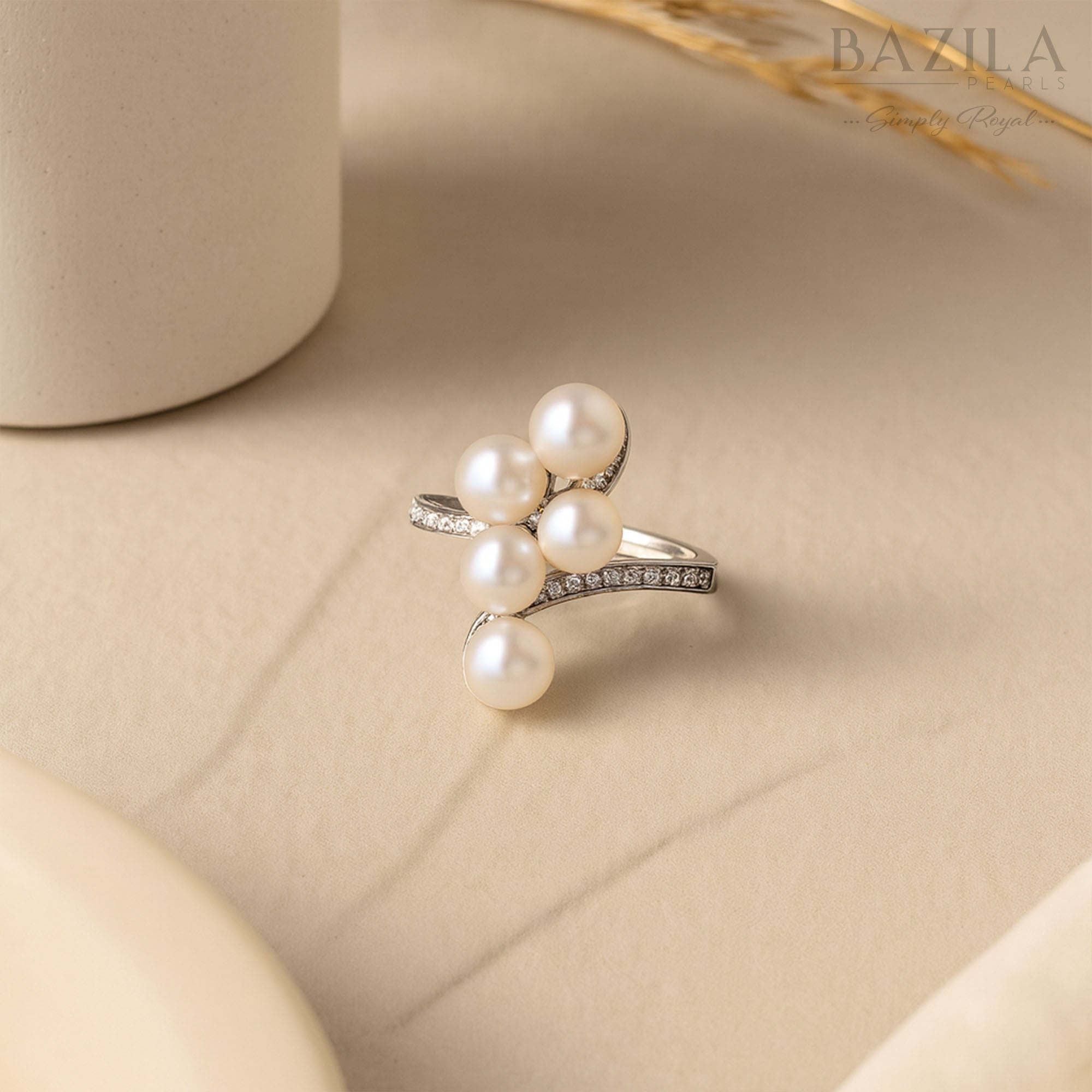Statement Freshwater Pearl Cluster Ring with Sparkling Zircon Accents