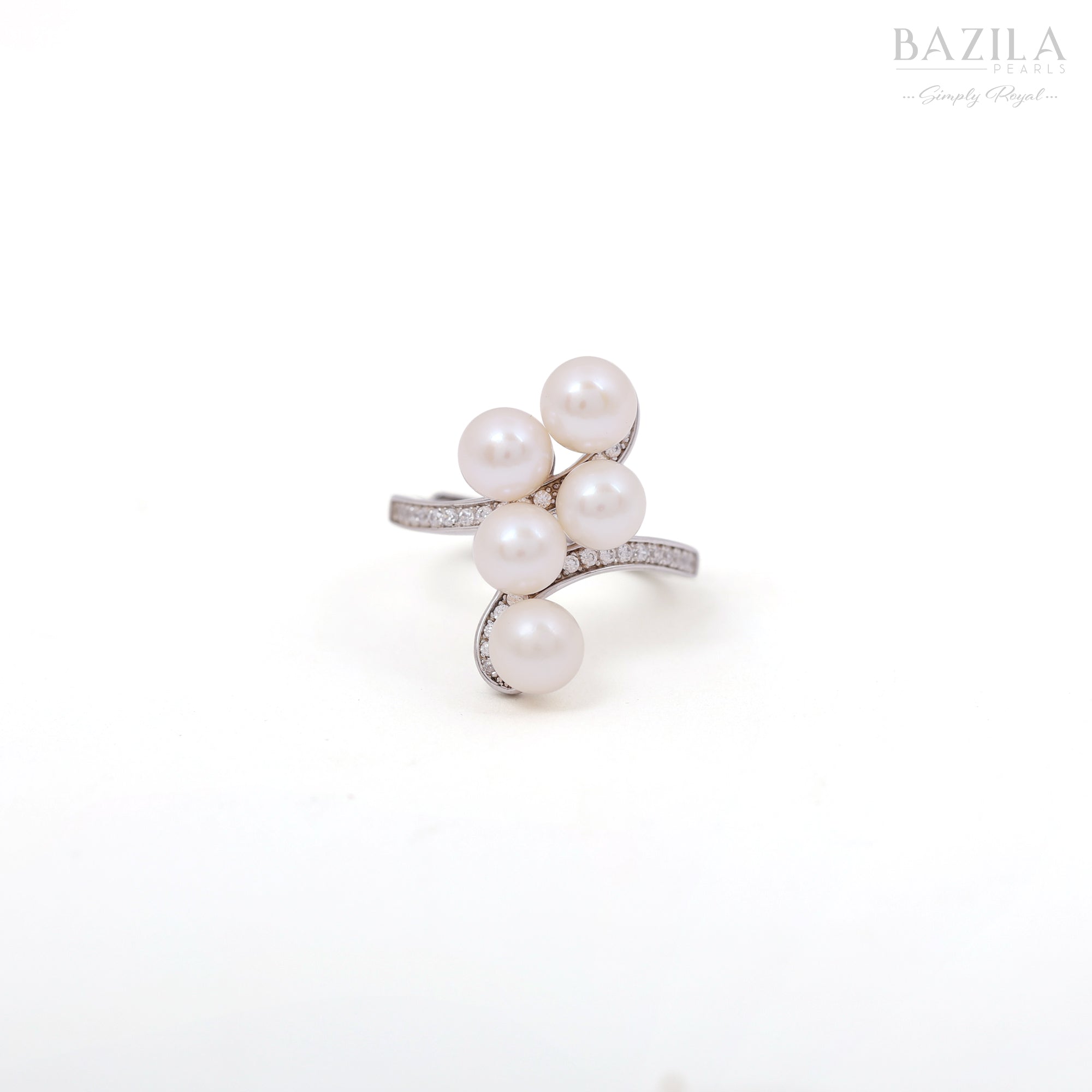 Statement Freshwater Pearl Cluster Ring with Sparkling Zircon Accents