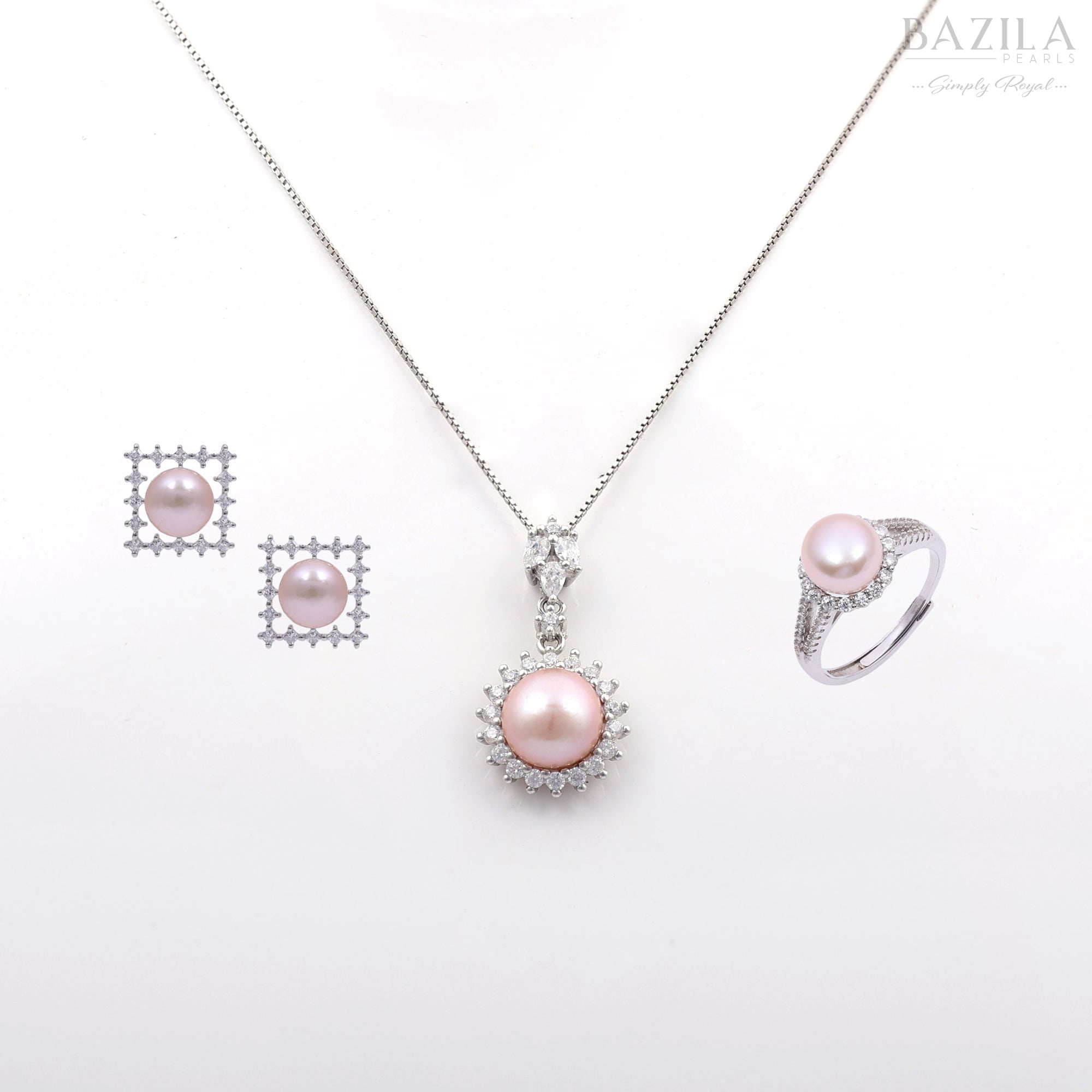 Romantic Pink Pearl Set with Art Deco Inspiration
