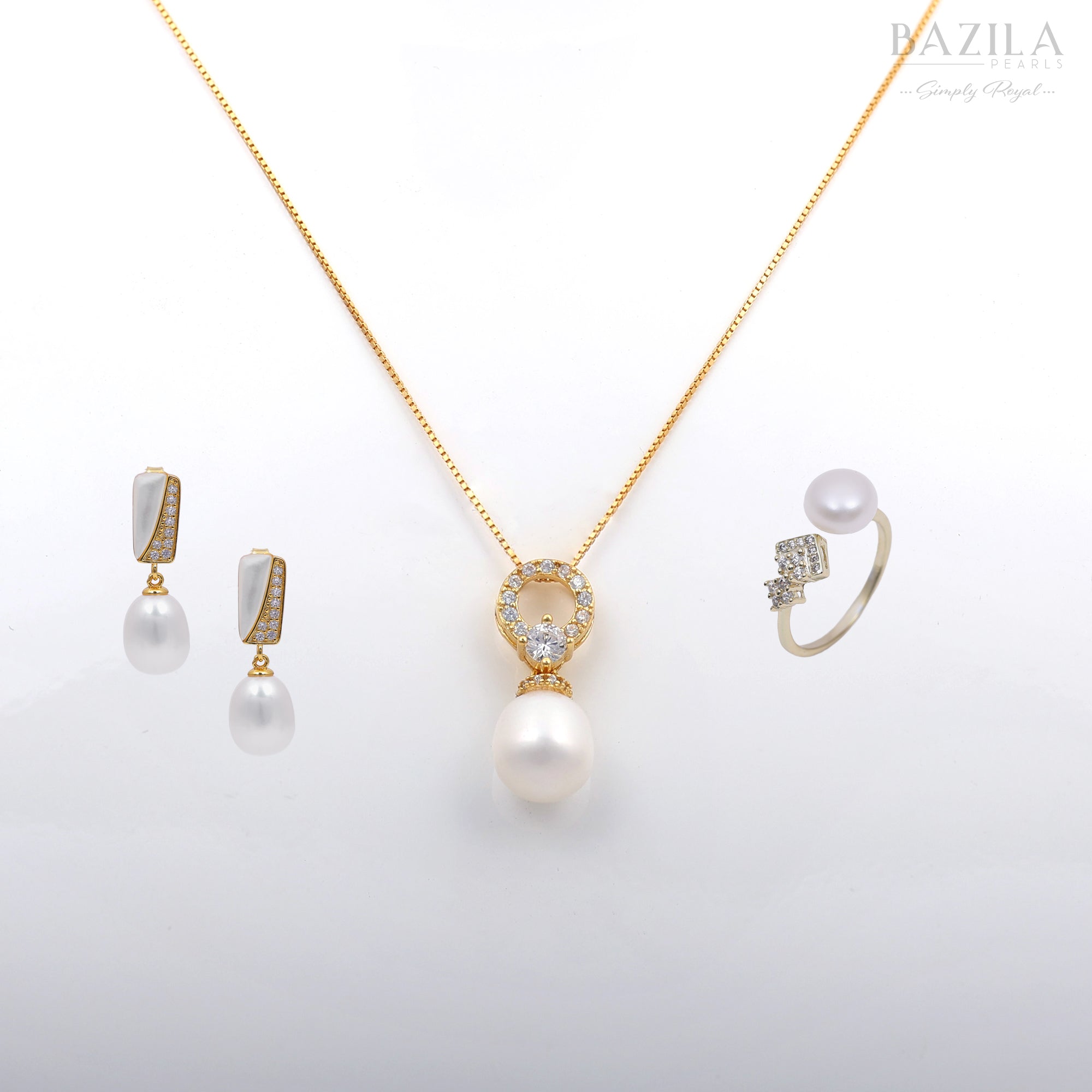 Classic White Pearl Collection in Golden Elegance