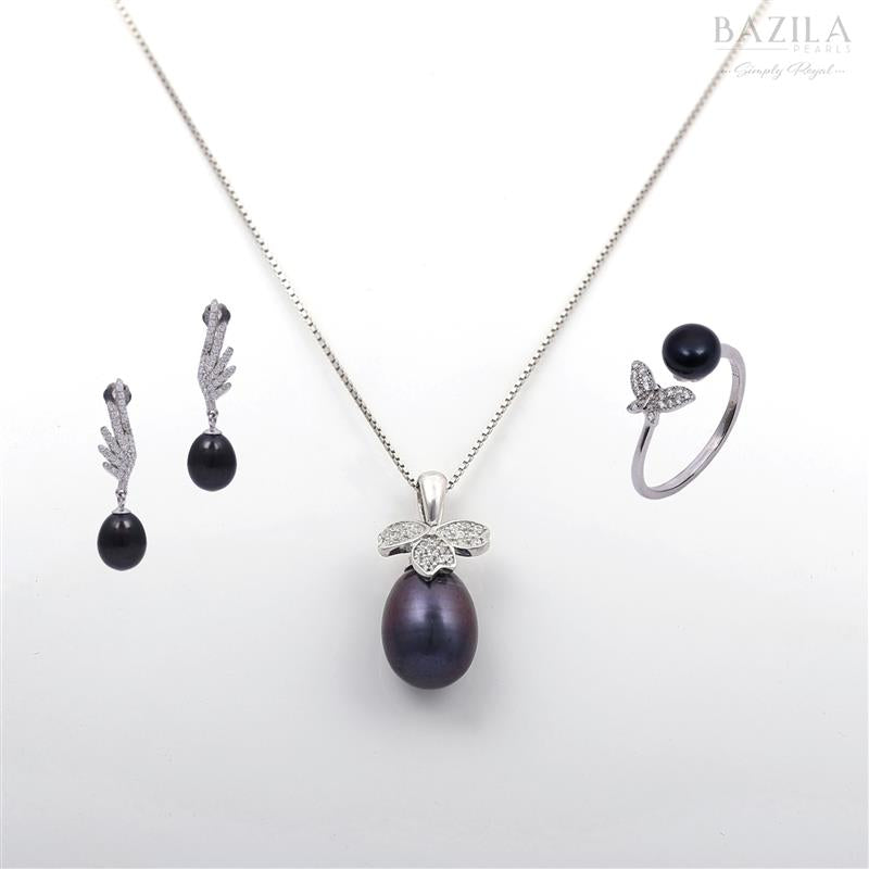 Sophisticated Black Pearl Collection with Botanical Accents