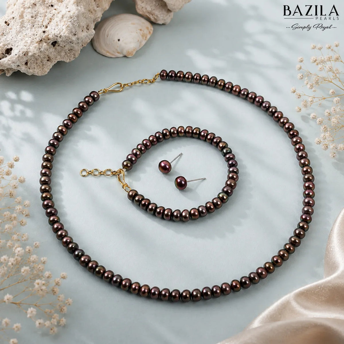 Classic Freshwater Black Pearl Jewelry Set