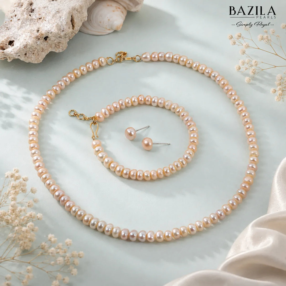 Classic Freshwater Pink Pearl Jewelry Set