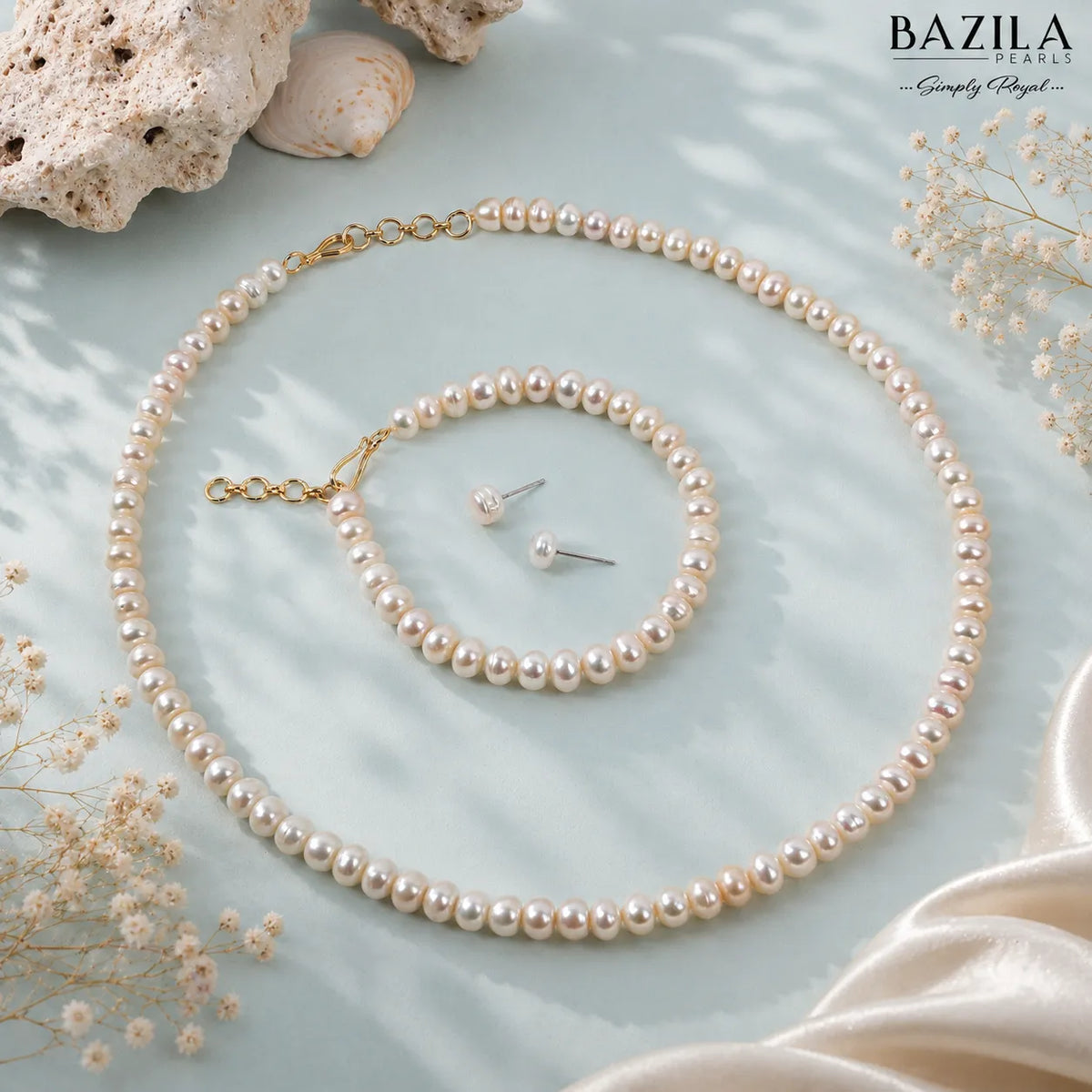 Classic Freshwater White Pearl Jewelry Set