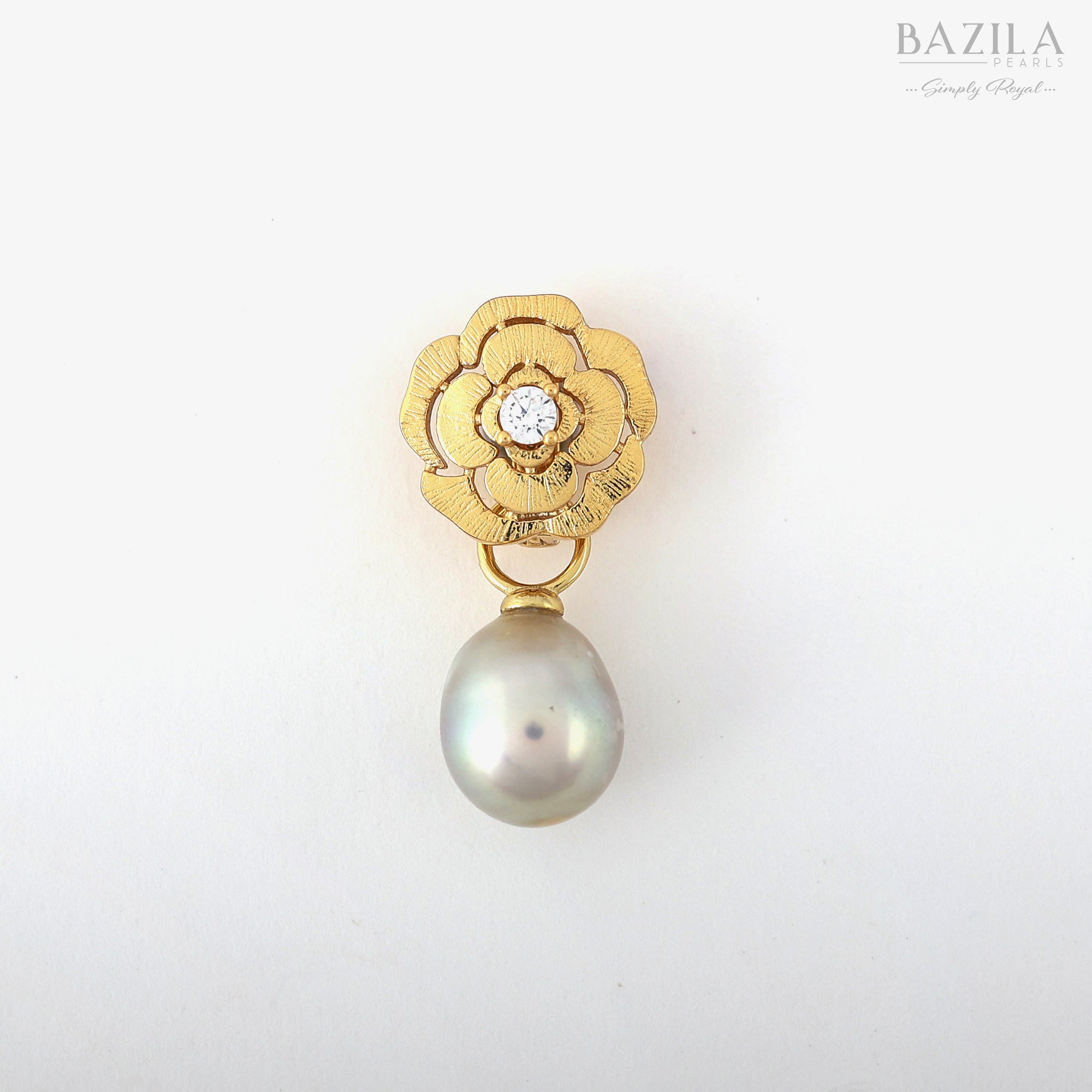 Lustrous South Sea Pearl Pendant in Silver Floral Design