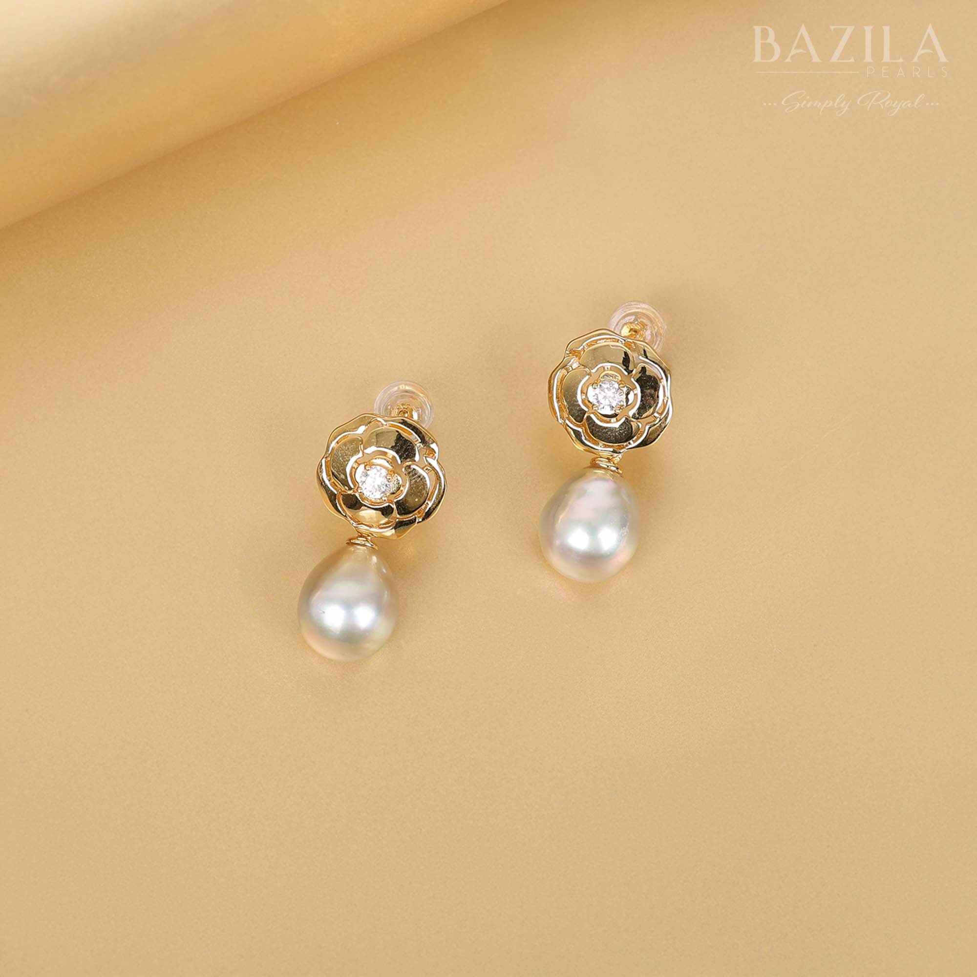 Handcrafted Sterling Silver Earrings with South Sea Pearls and Zircon Highlights