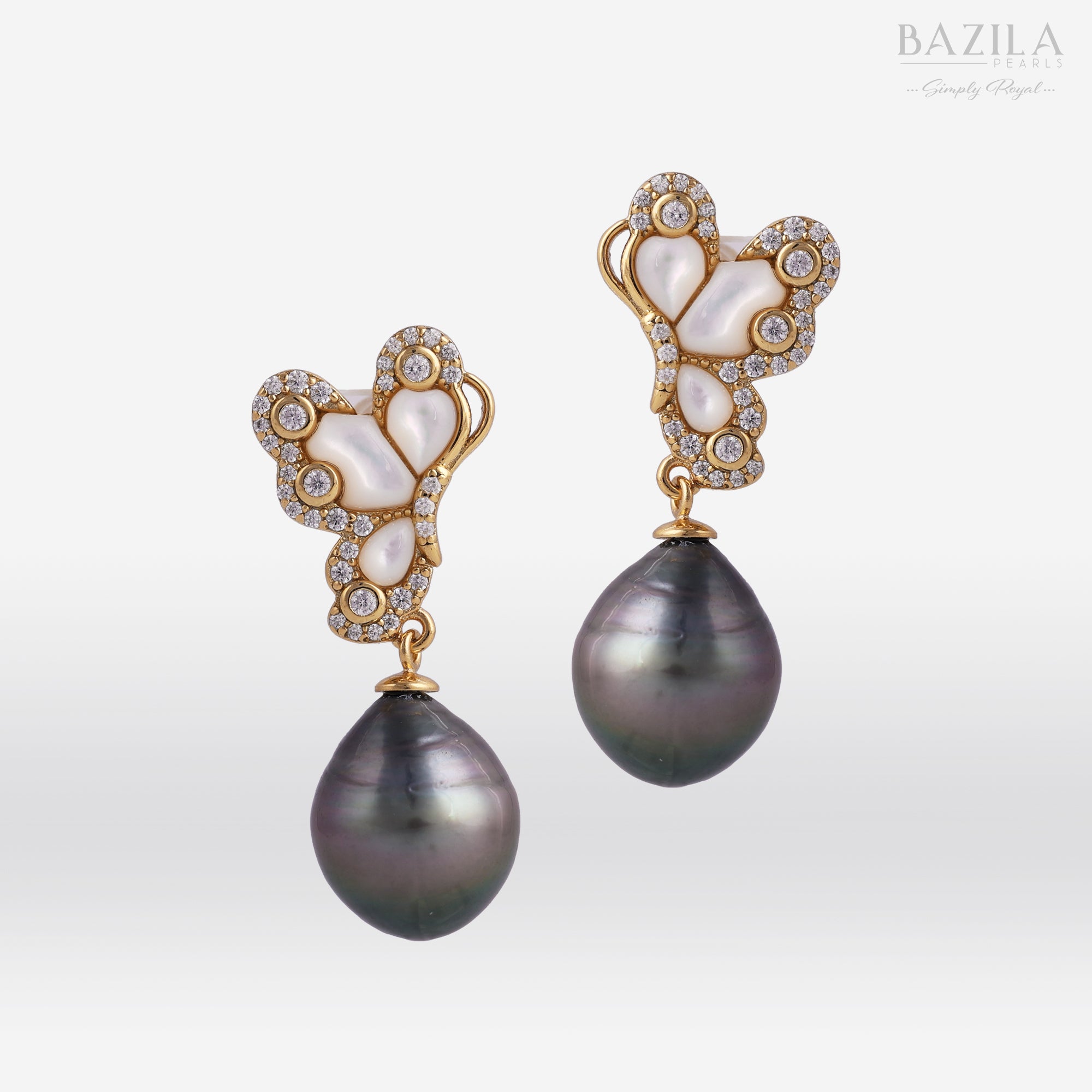 Elegant Sterling Silver Earrings with Tahitian Pearls