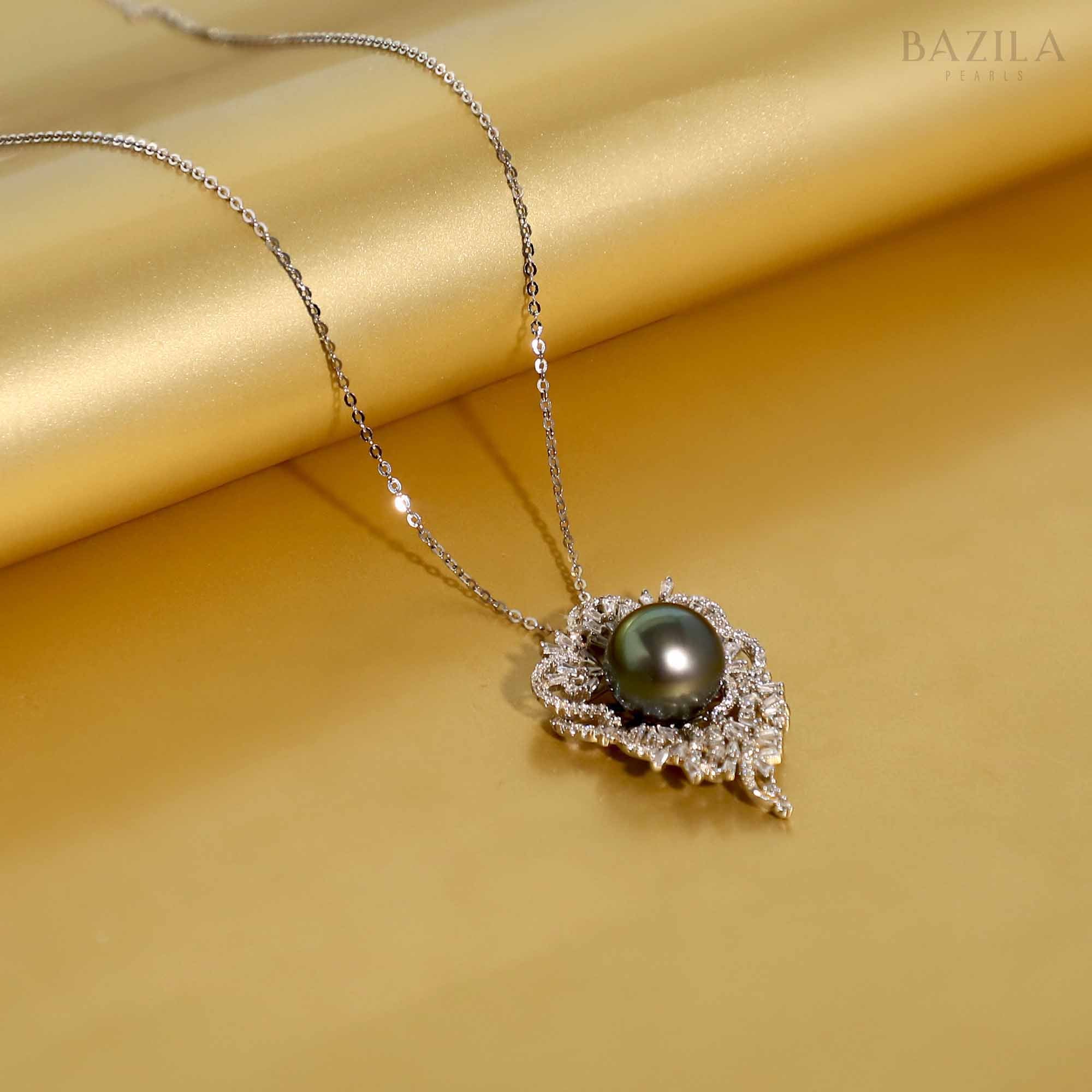 Ocean Blossom Charm Tahitian Pearl Pendant