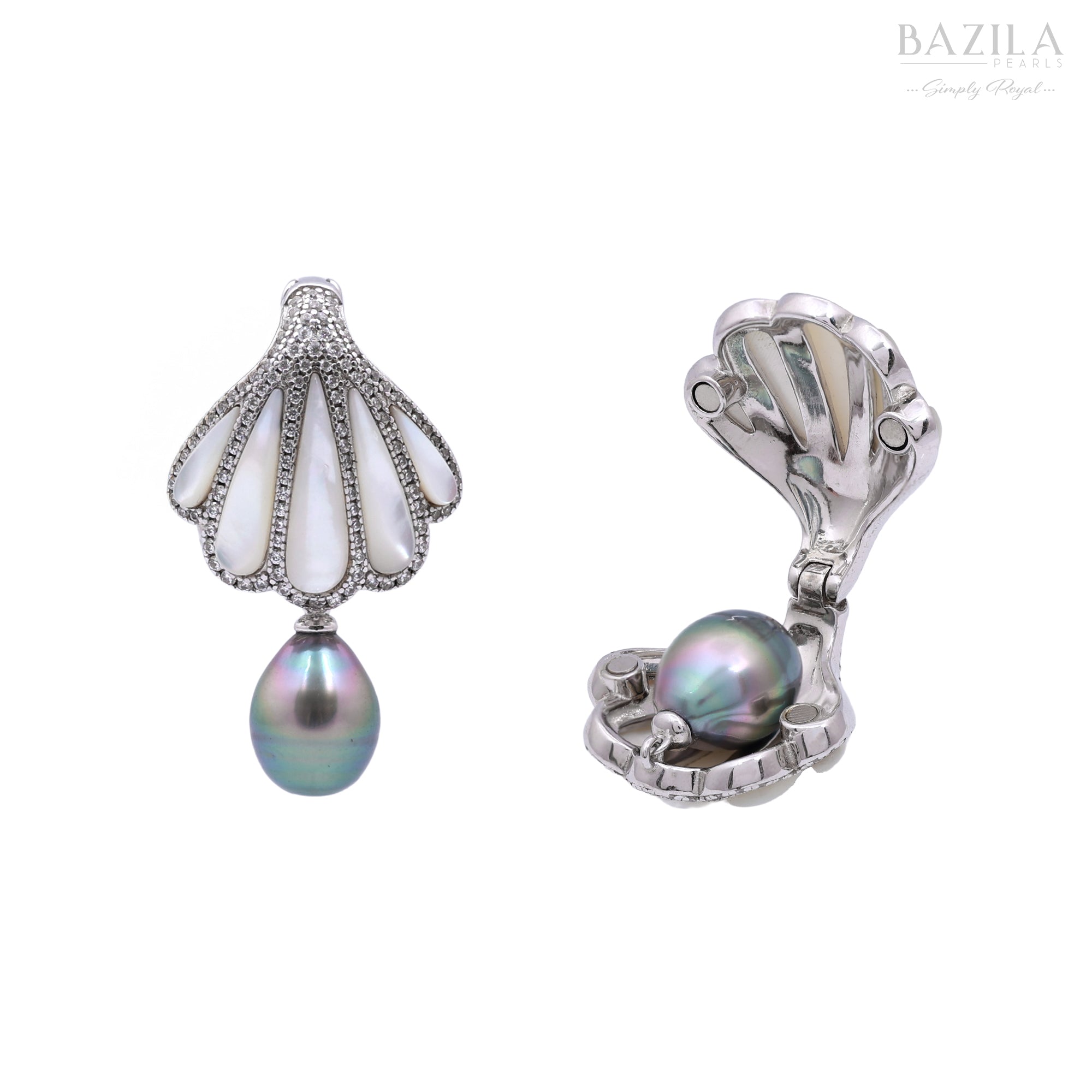 Luxury Silver Pendant with Tahitian Pearl & Mother-of-Pearl Shell Design
