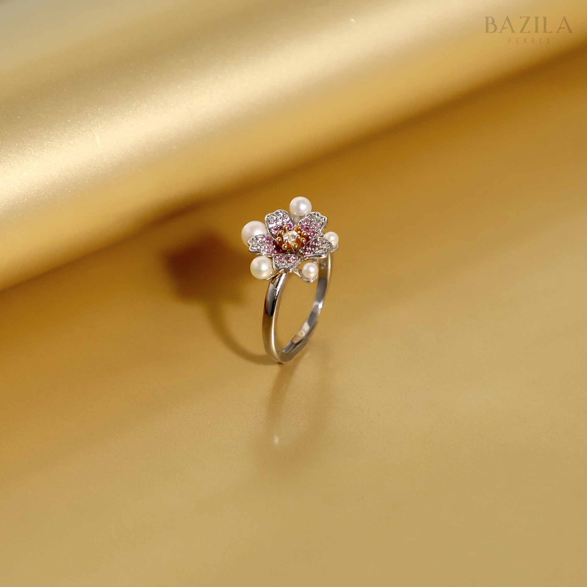 Lotus Bloom: Freshwater Pearl Floral Ring