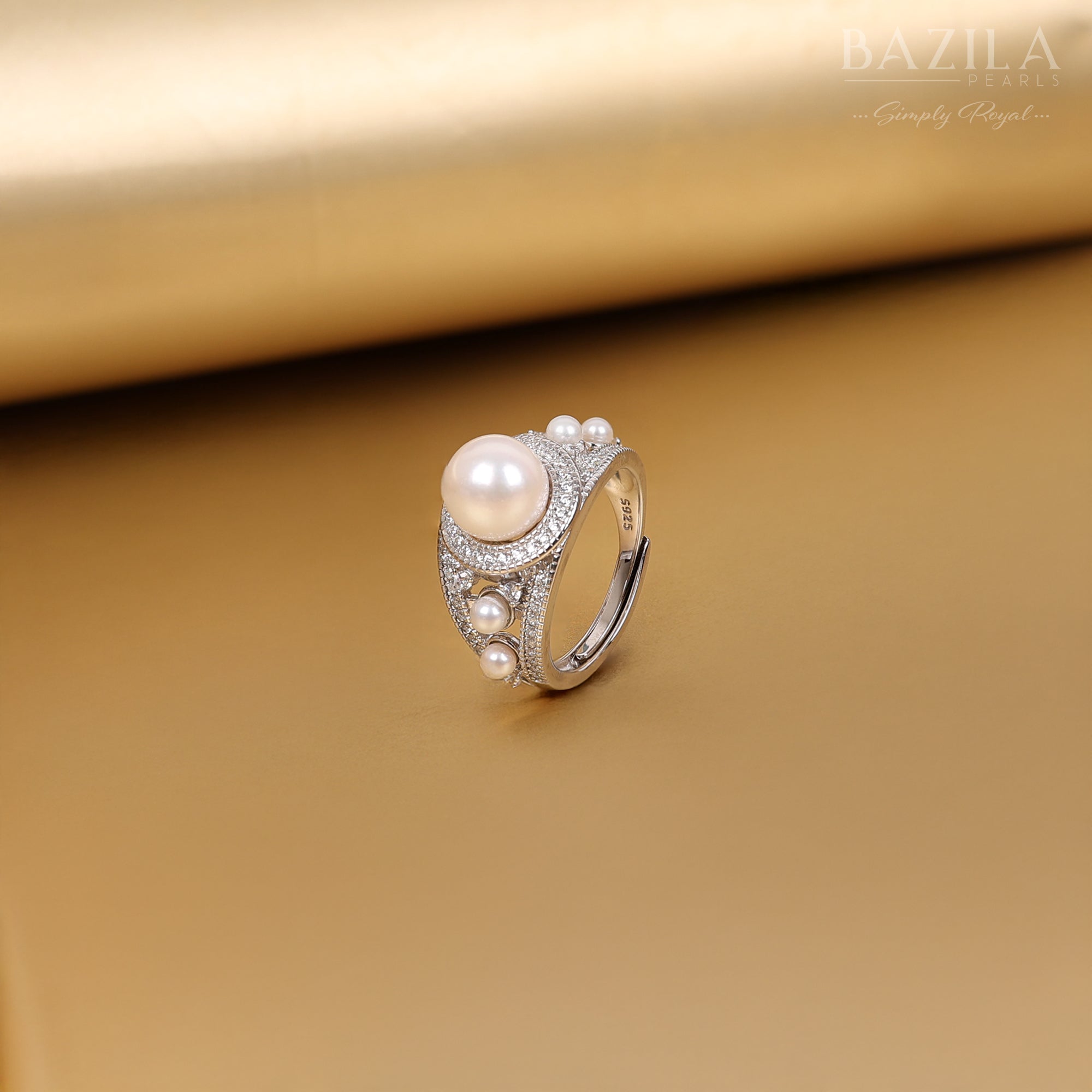 Lustrous South Sea Pearl Silver Ring in Vintage-Inspired Multi-Pearl Design