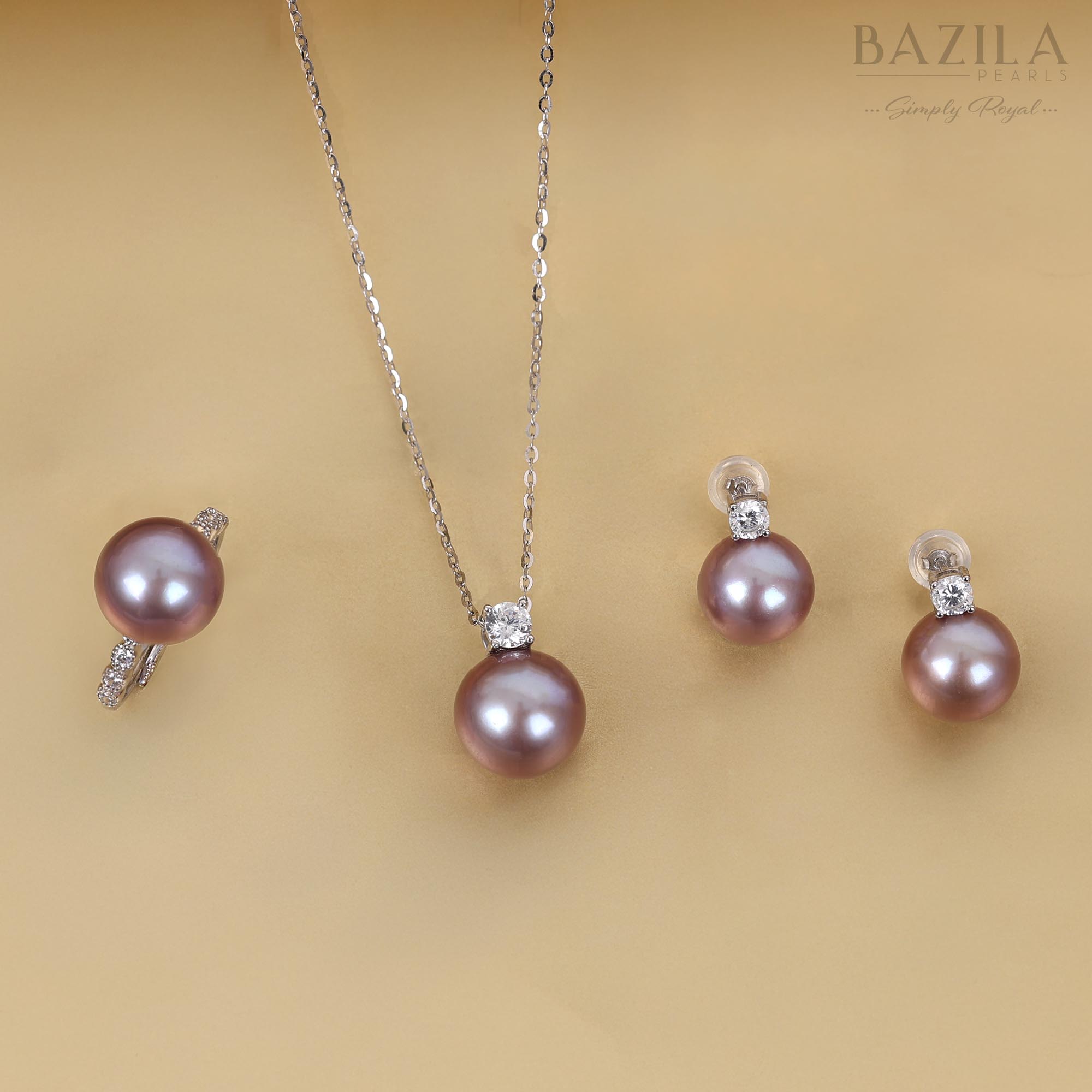 Luxury Edison Pearl Pendant, Earrings & Ring Set