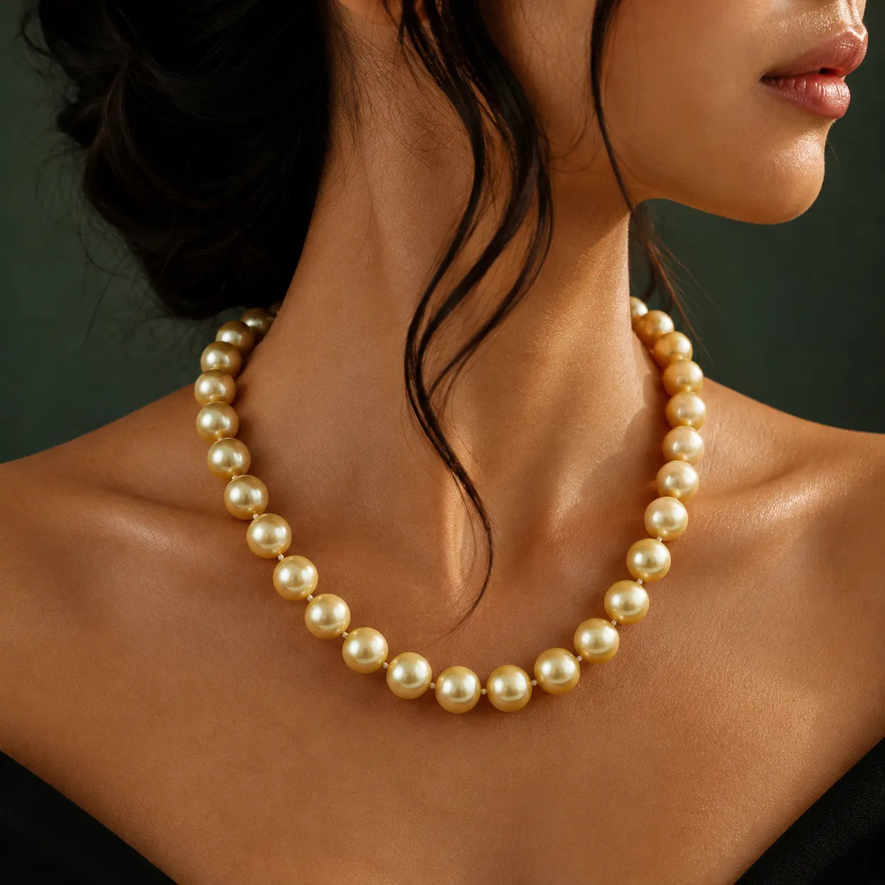 Radiance in Golden Yellow Sea Pearl Necklace