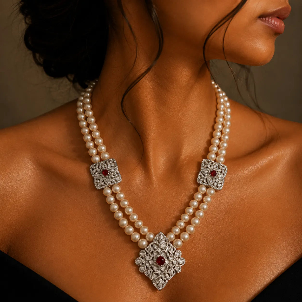 Royal Grace Twin-Strand Pearl Necklace