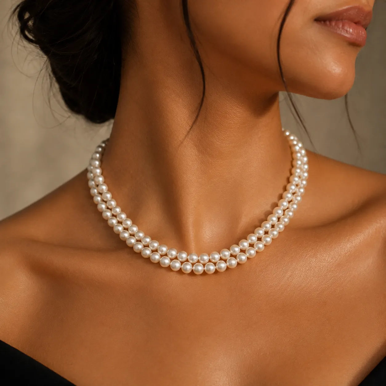 Classic Double-Strand White Pearl Necklace