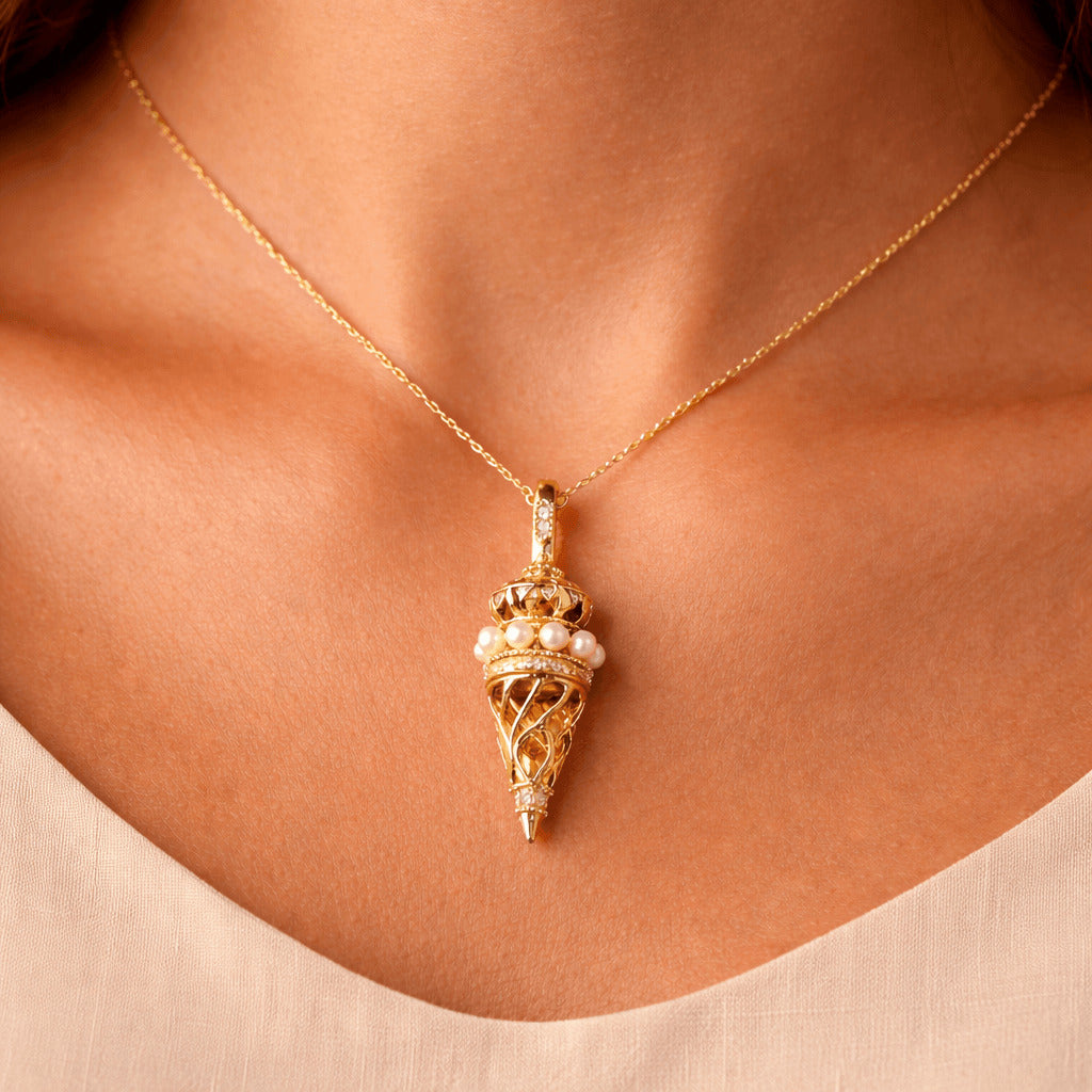 Freshwater Pearl Ornate Cone Pendant