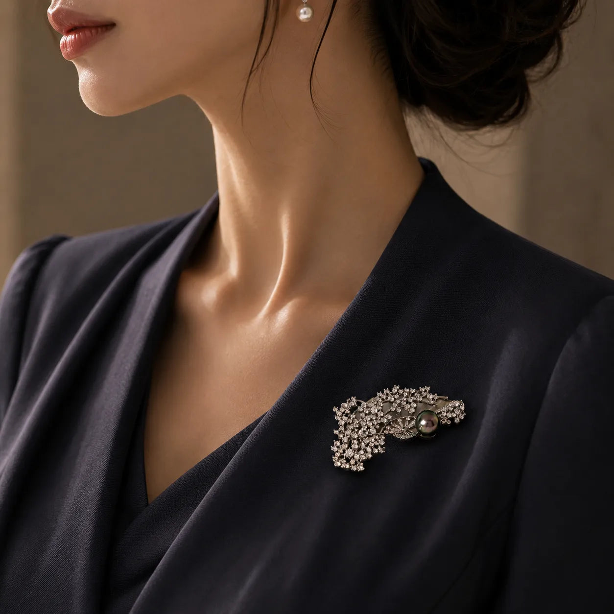 Timeless Tahitian Pearl Brooch