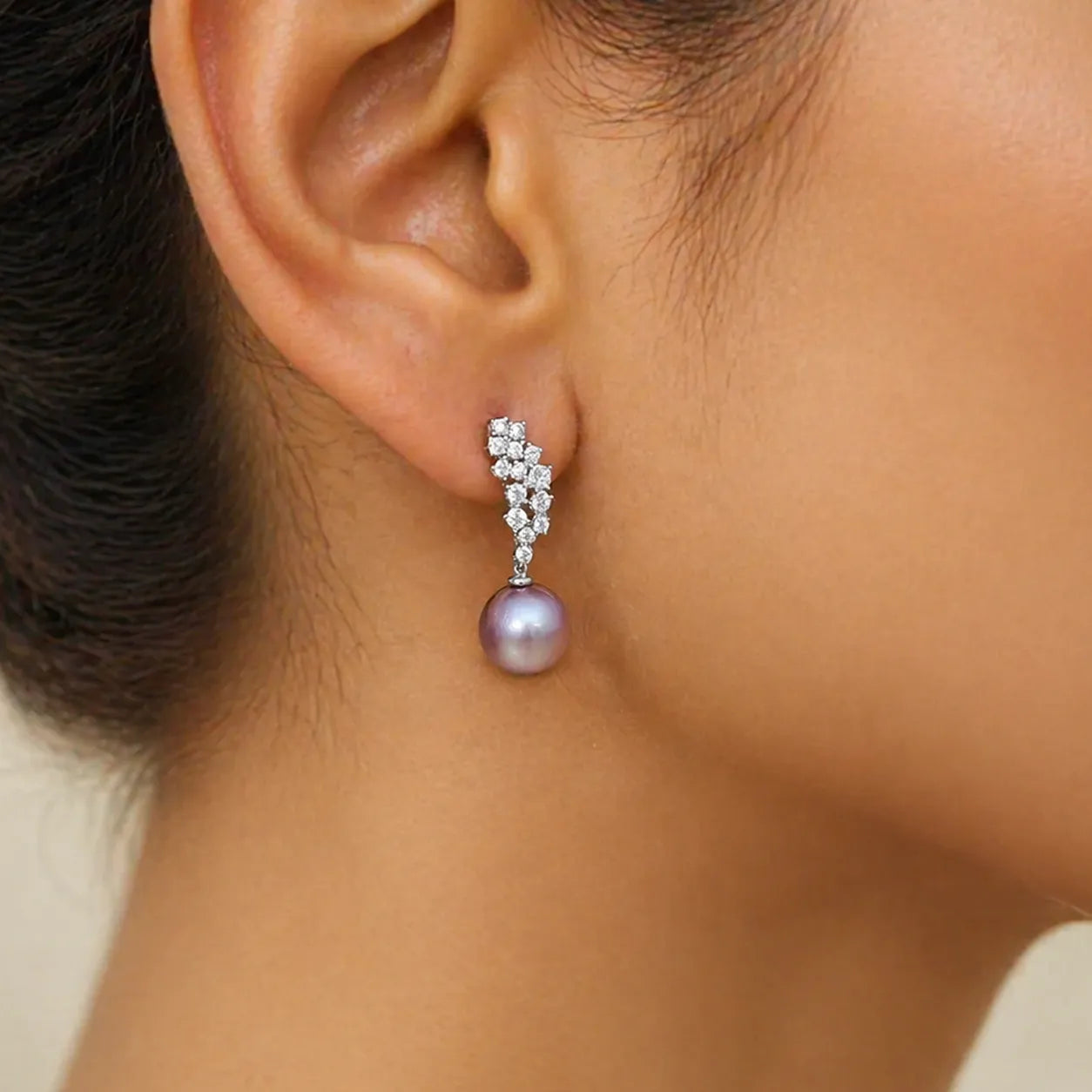 Elegant Purple Edison Pearl Drop Earrings