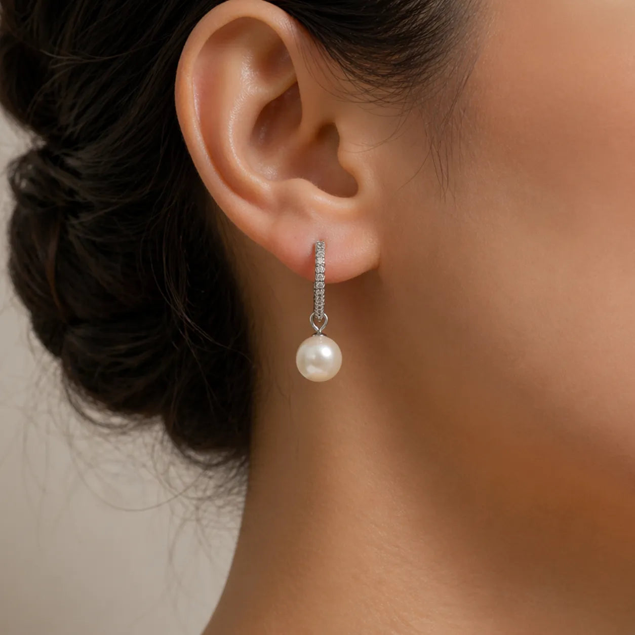 Elegant Sea Pearl Drop Earrings with Zircon Accents