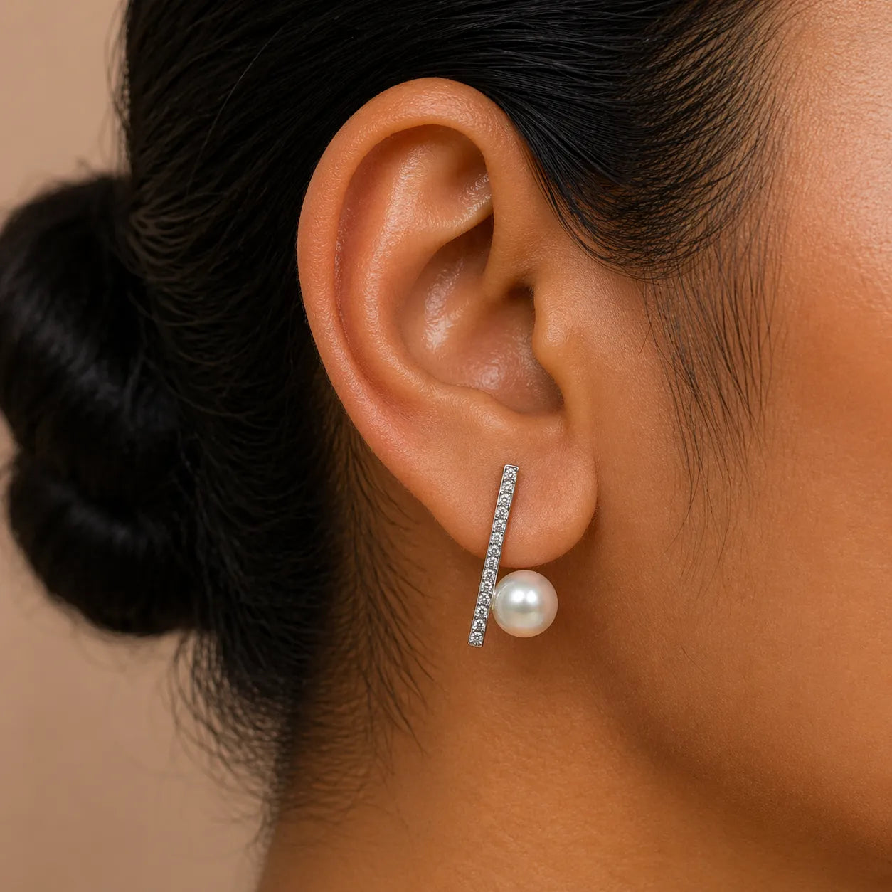 Timeless Akoya Pearl and Zircon Silver Studs